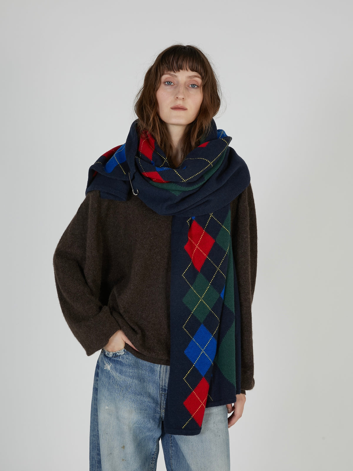【griguri】argyle big stole|MULTI