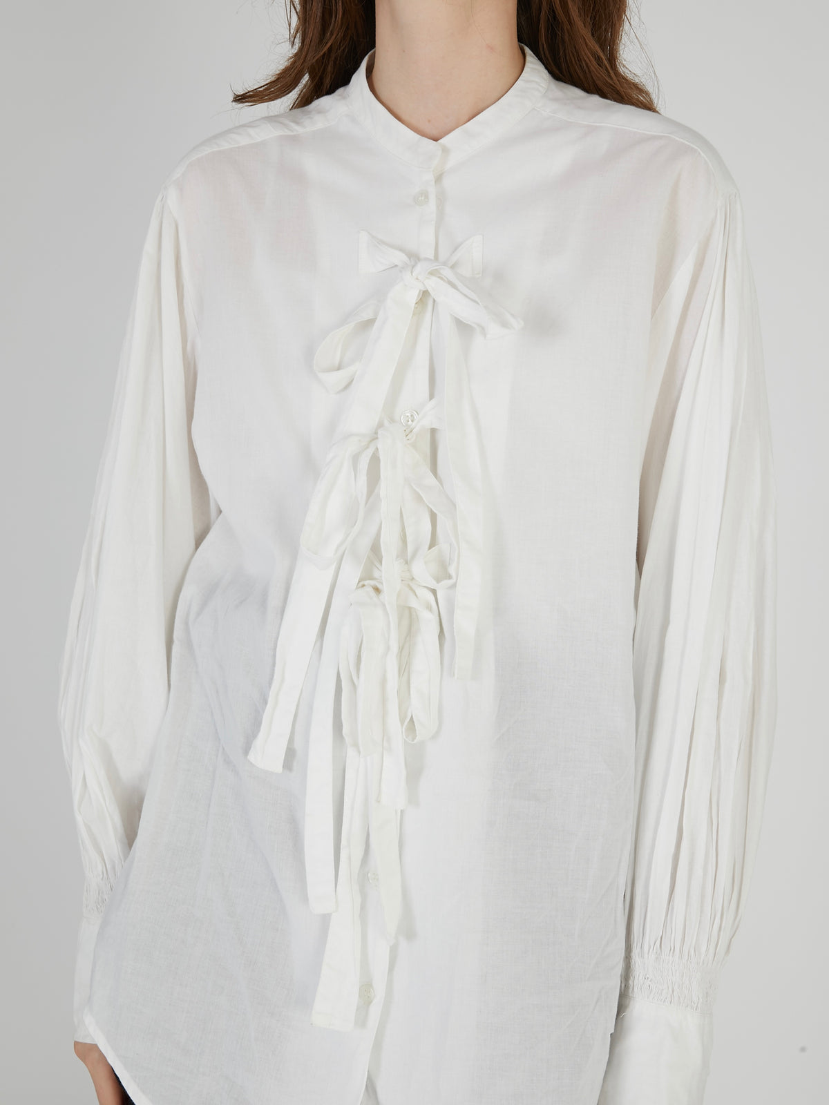 ribbon blouse|WHITE