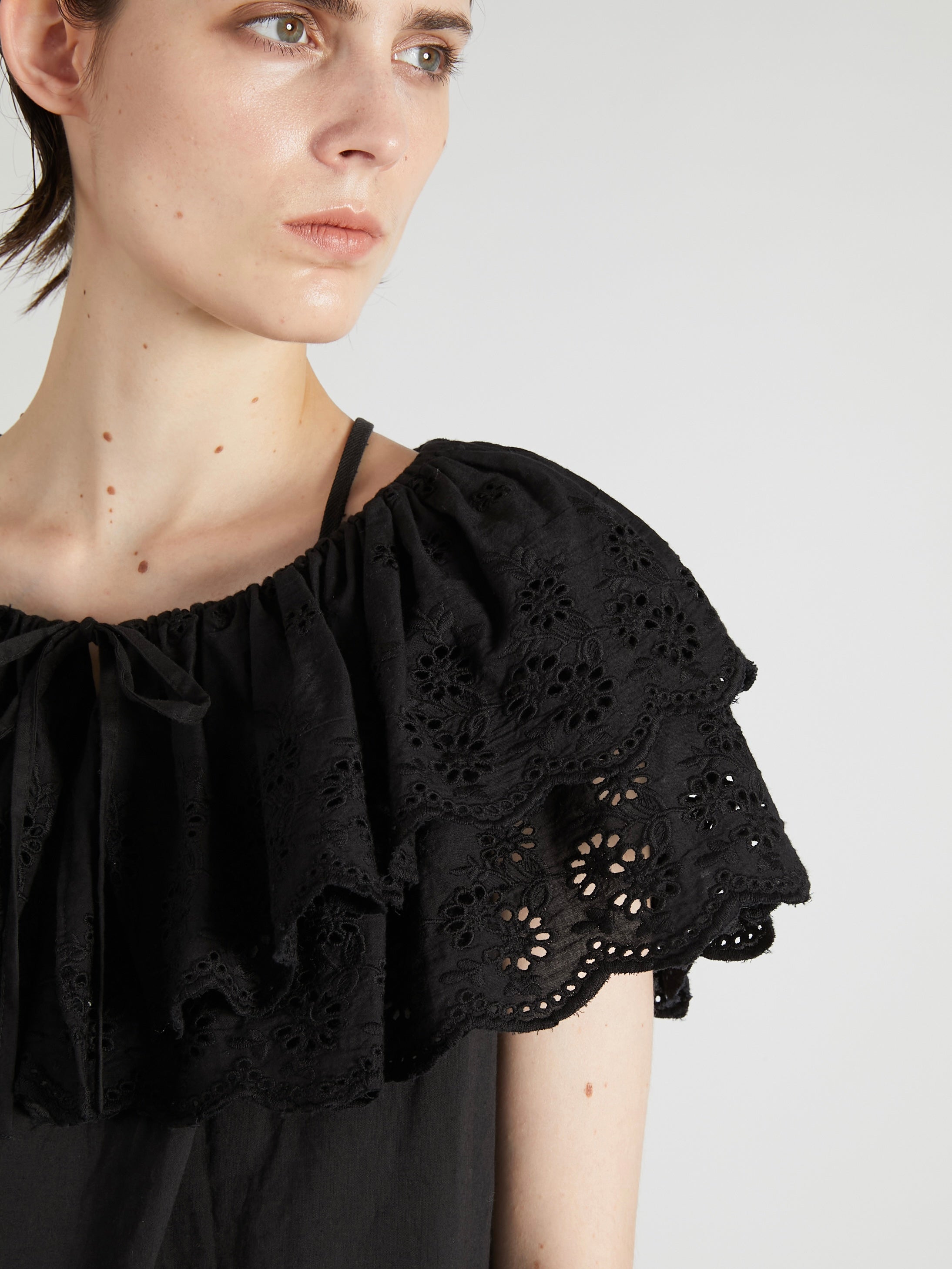 cutwork embroidery blouse|BLACK