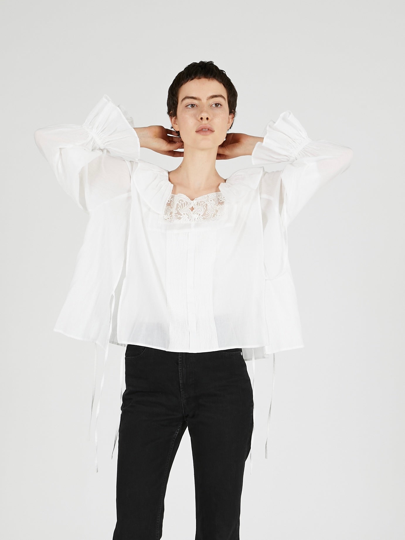 victorian collar blouse|WHITE