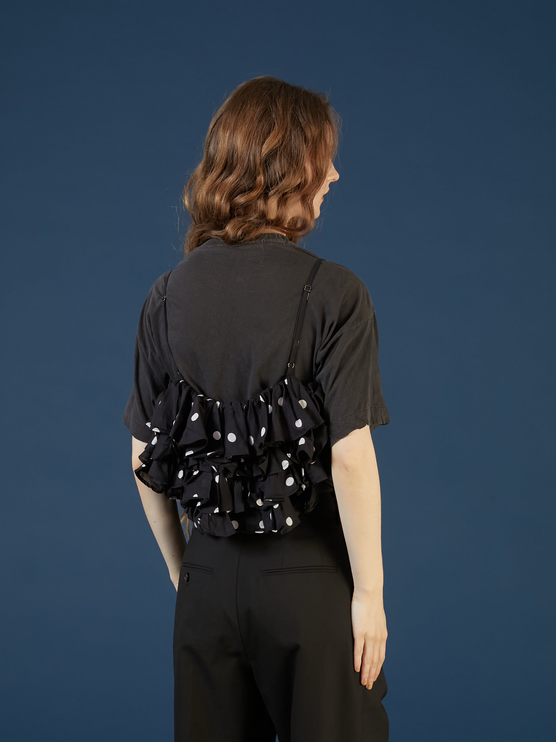 dot frill cami | BLACK