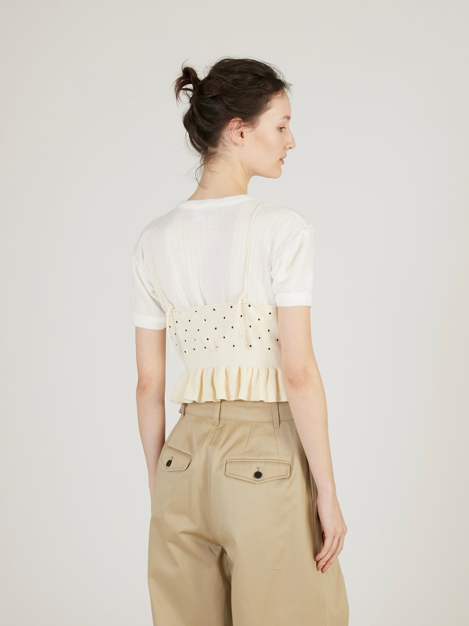 flower Jacquard dot camisole|IVORY