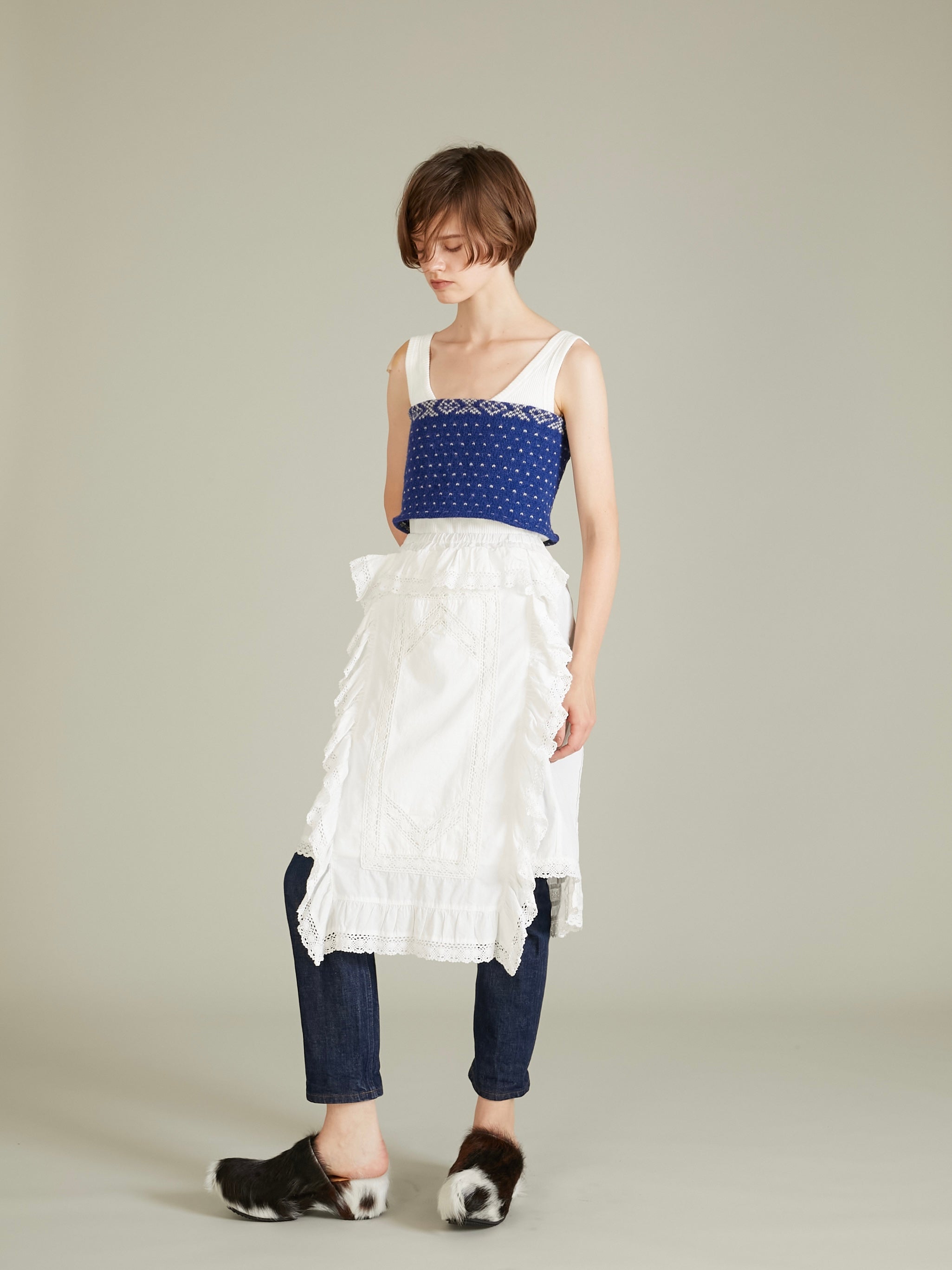 rebuild apron skirt|WHITE
