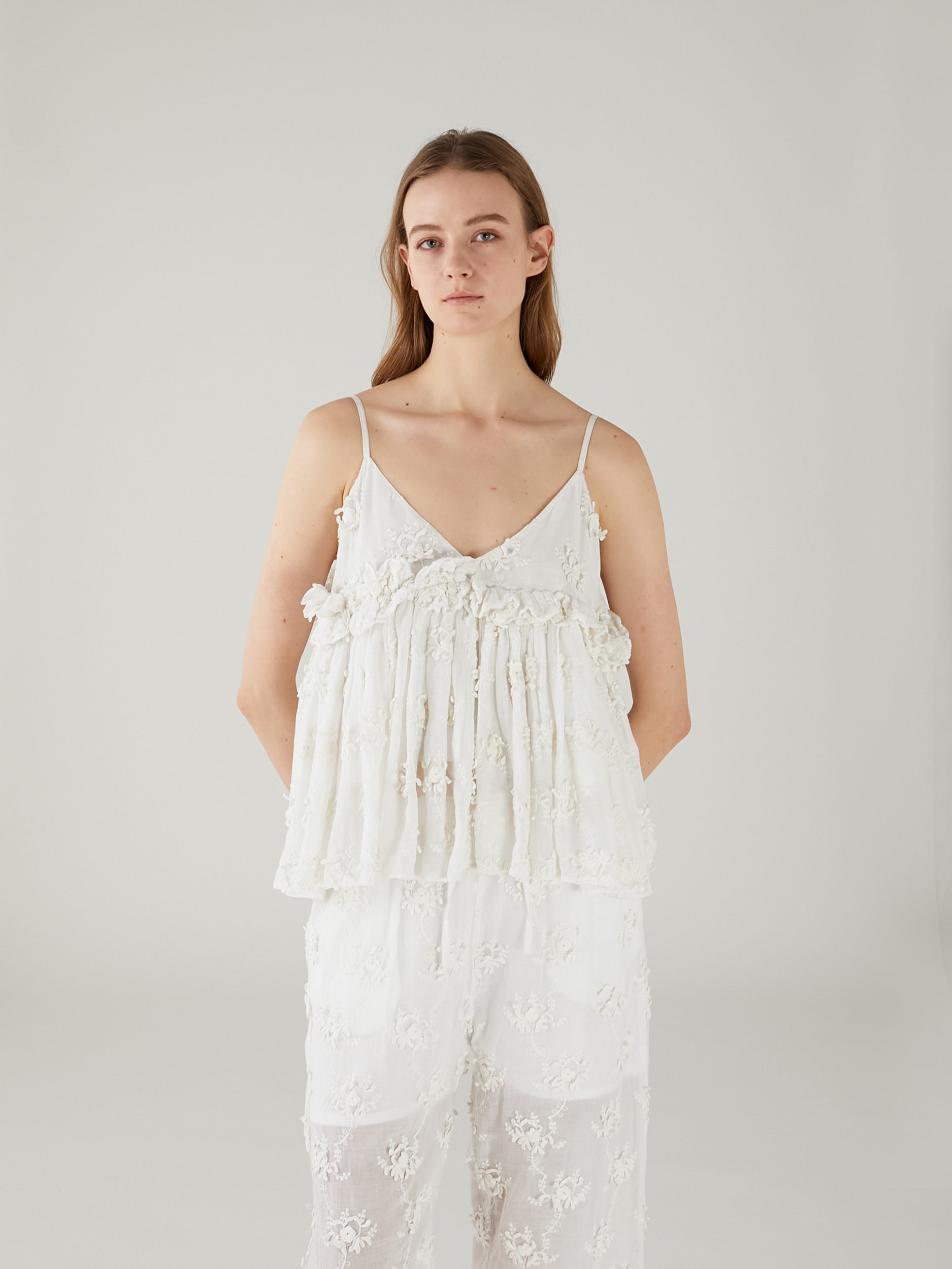 3D embroidery camisole | WHITE