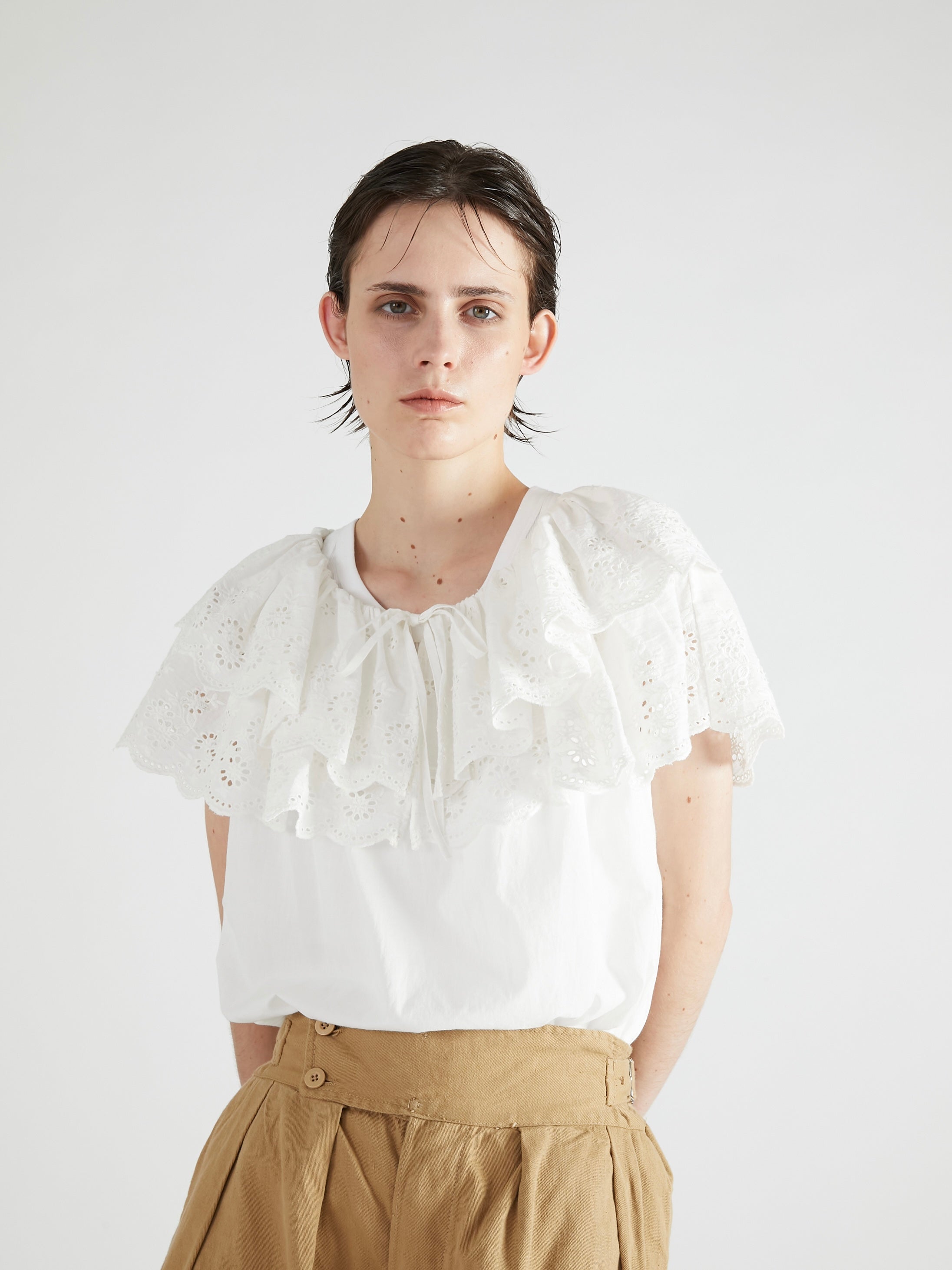 cutwork embroidery blouse | WHITE