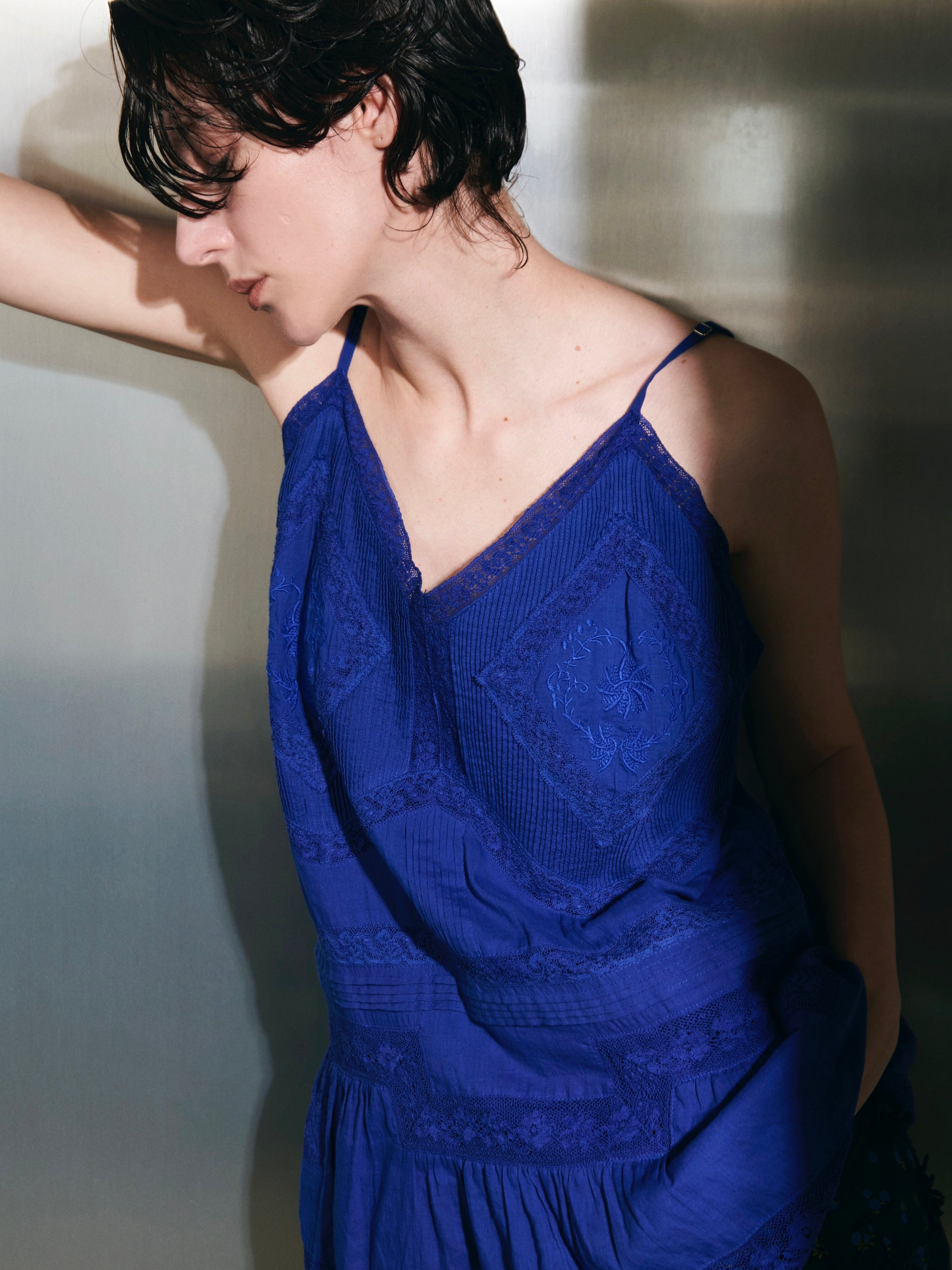 hand tuck lace camisole|BLUE