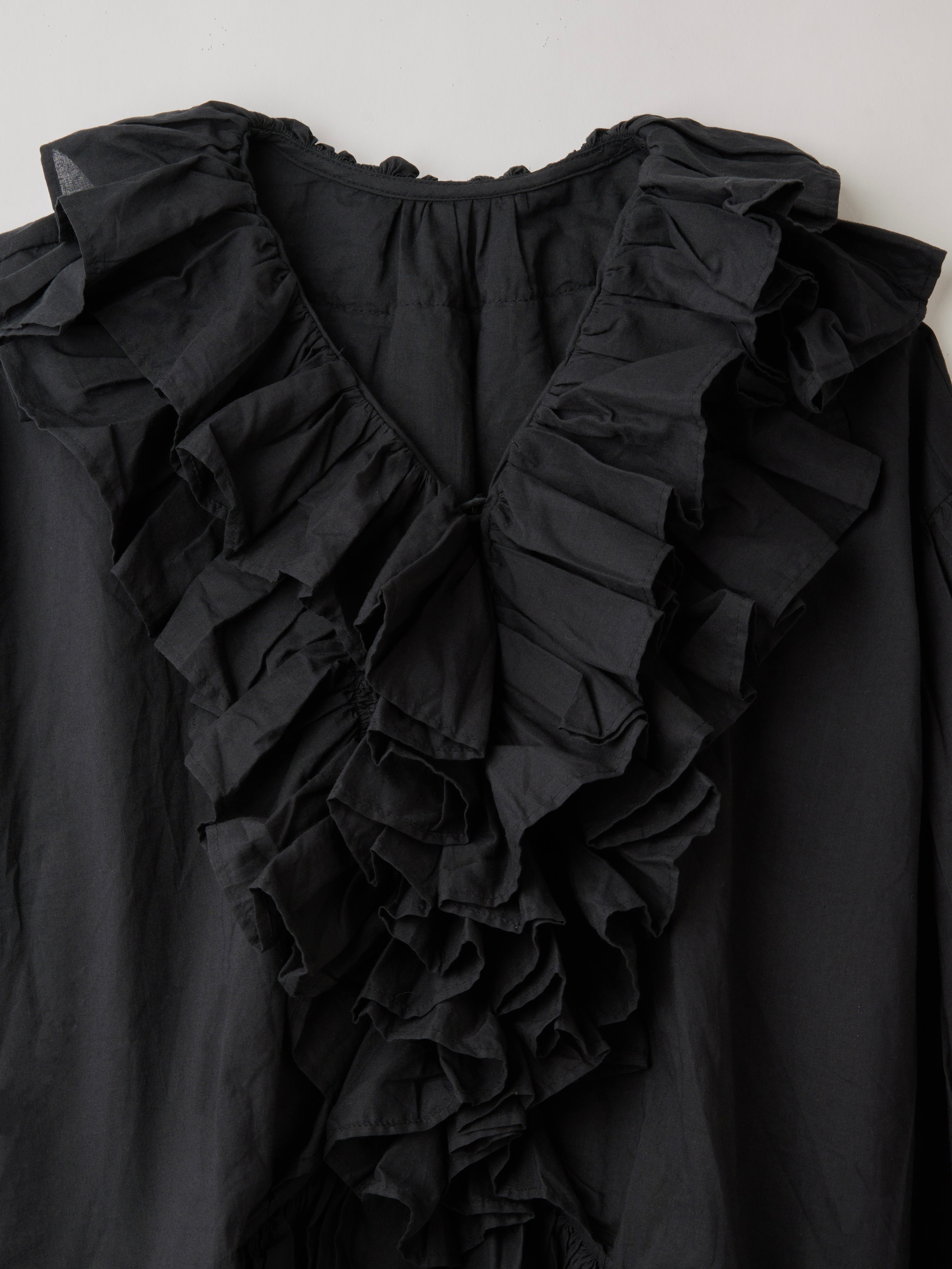 frill poncho L/S blouse|BLACK