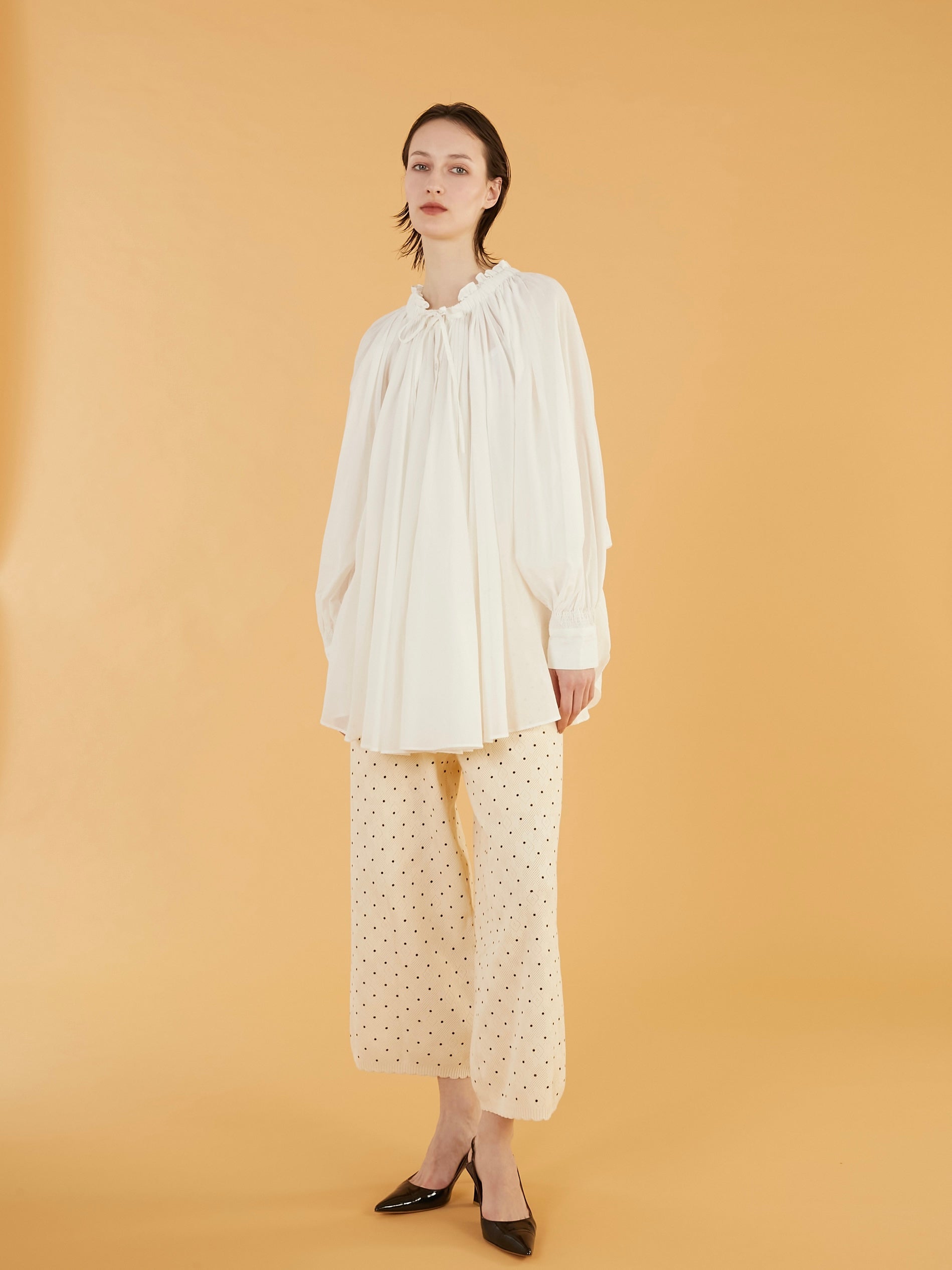 flower Jacquard dot pants|IVORY