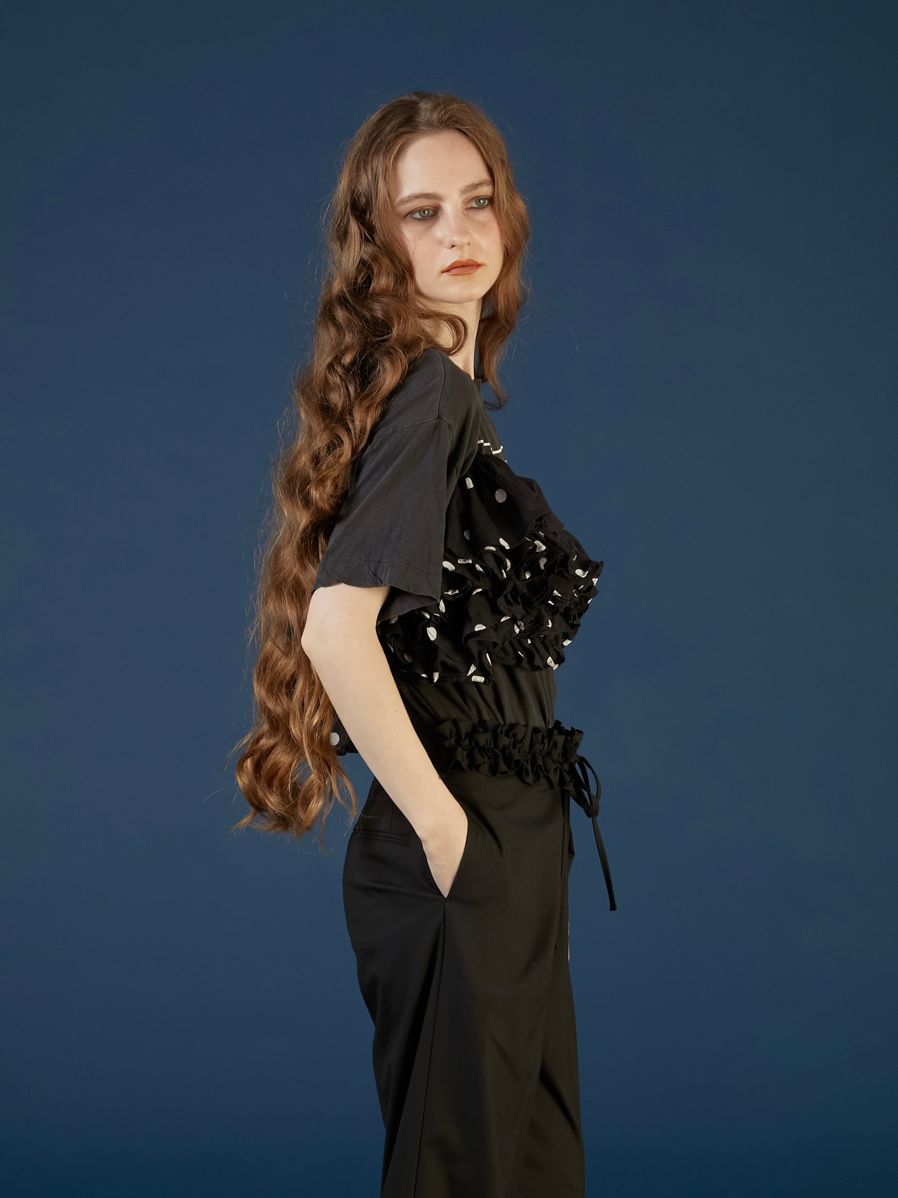frill belt trousers｜BLACK