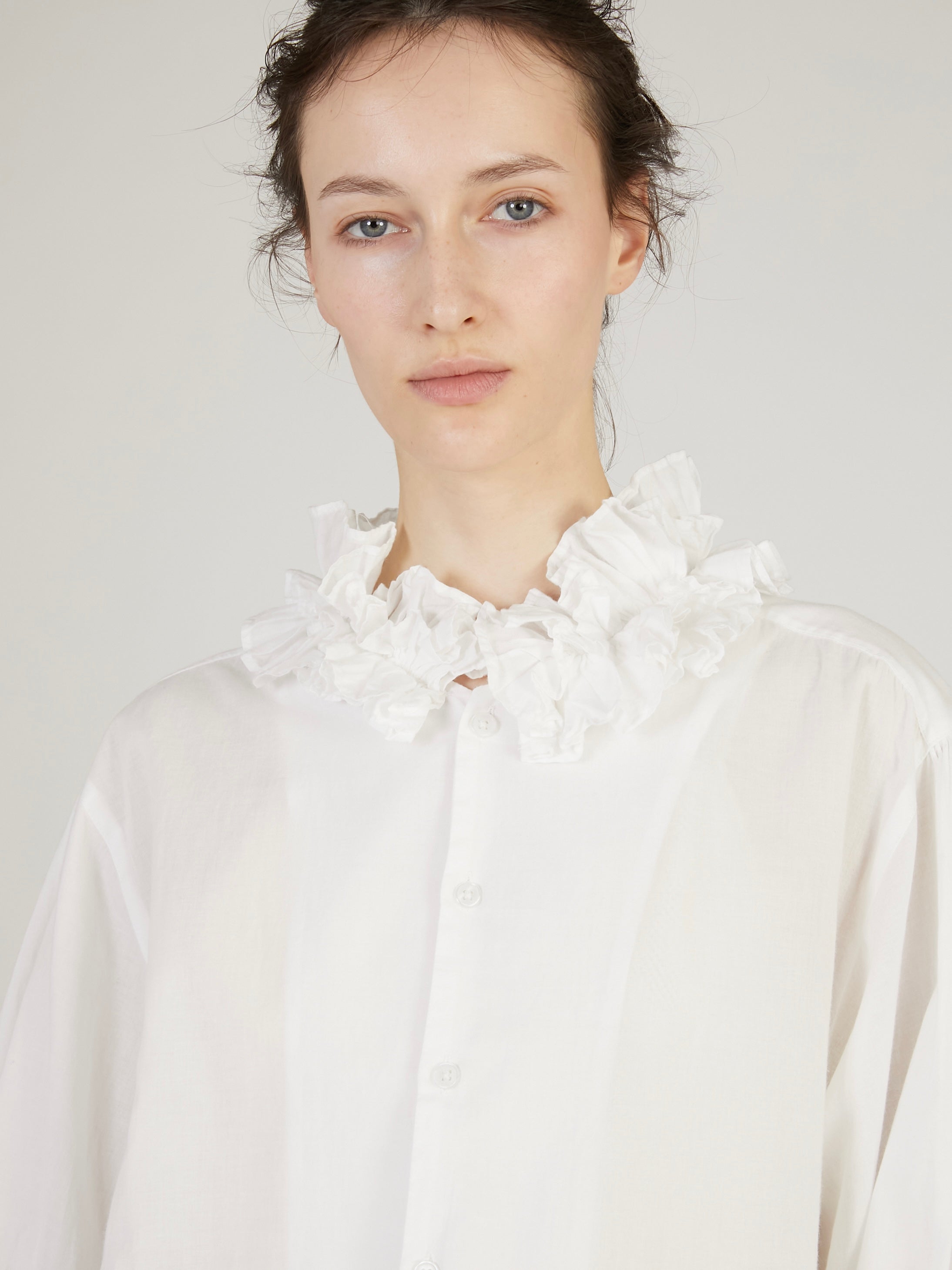 cotton frill coller shirts｜WHITE