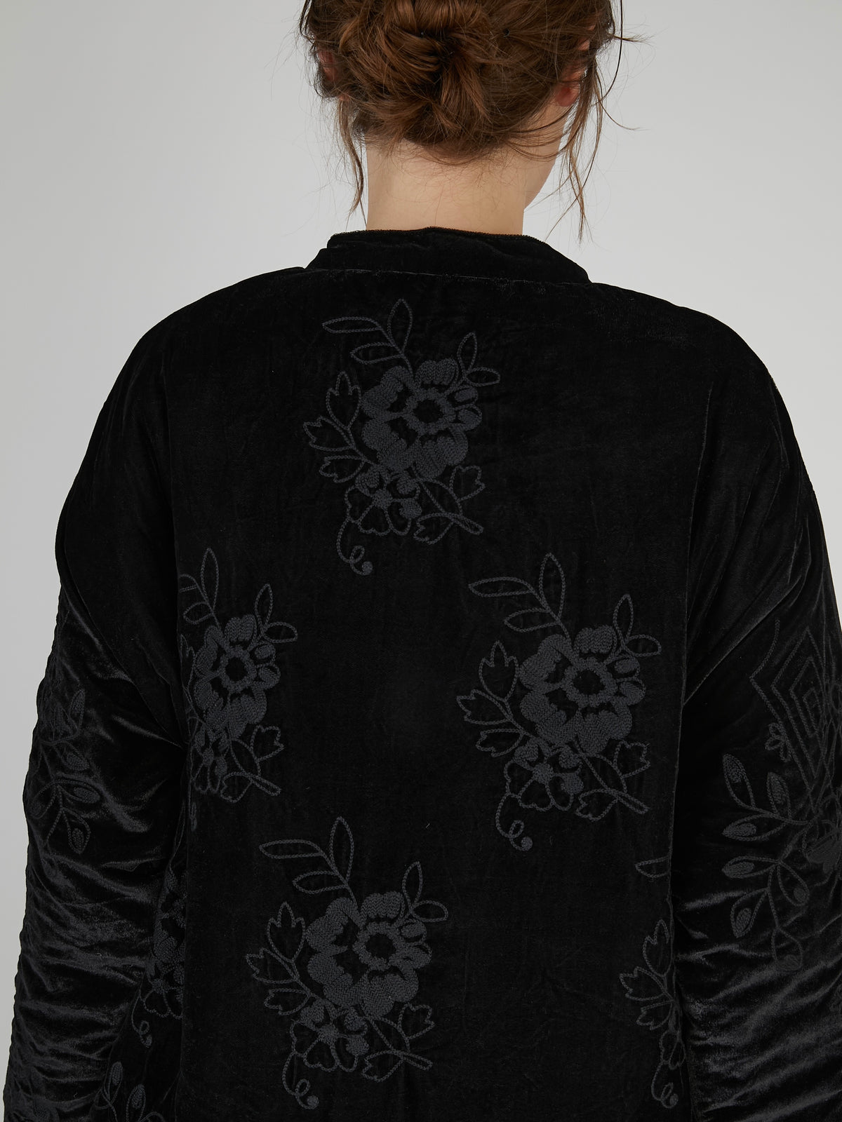 tape embroidery velvet bluson｜BLACK
