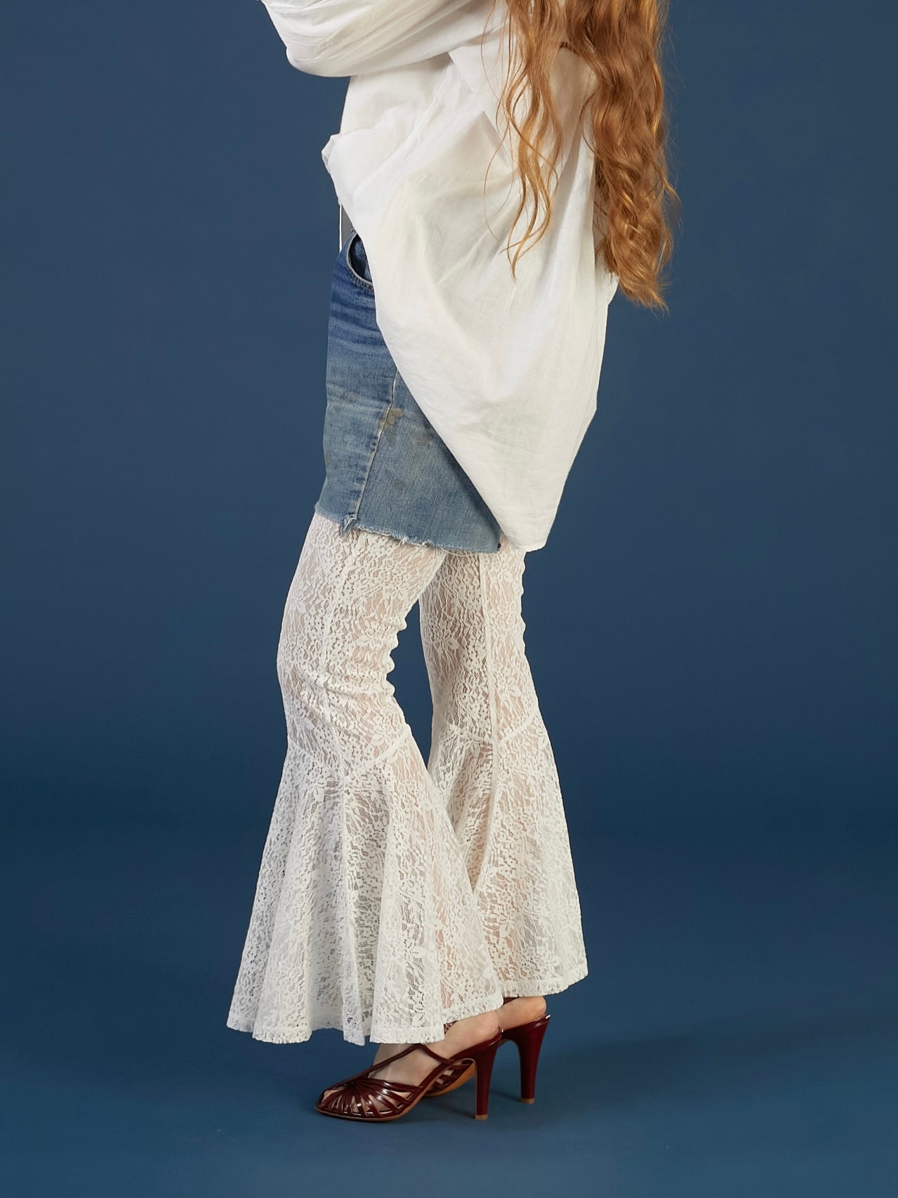 lace flare leggings｜WHITE