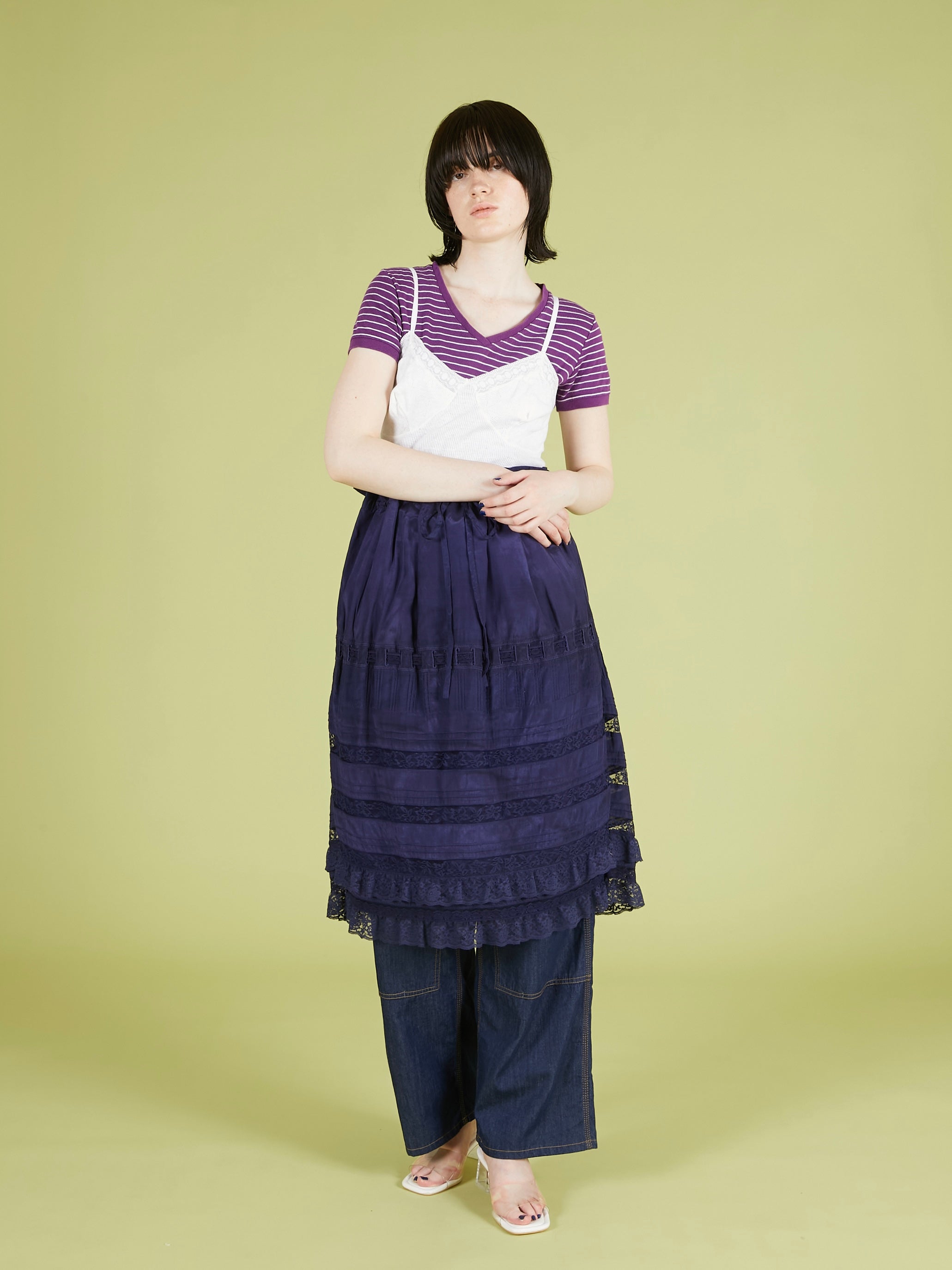 west tuck easy skirt｜NAVY