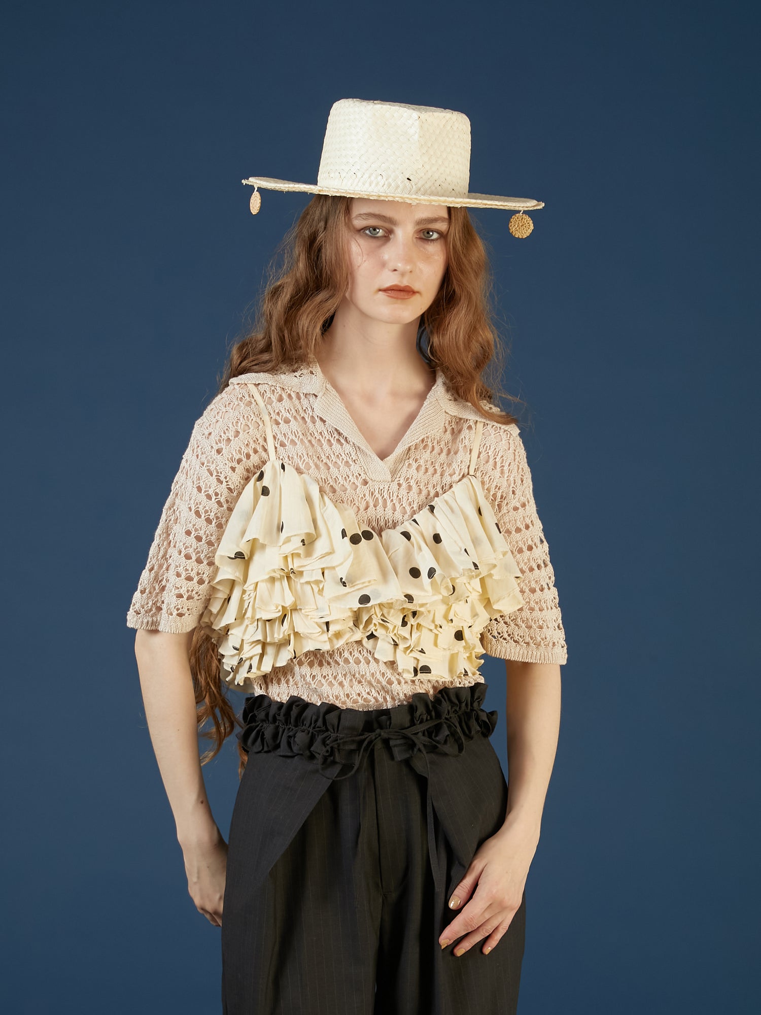 dot frill cami | IVORY