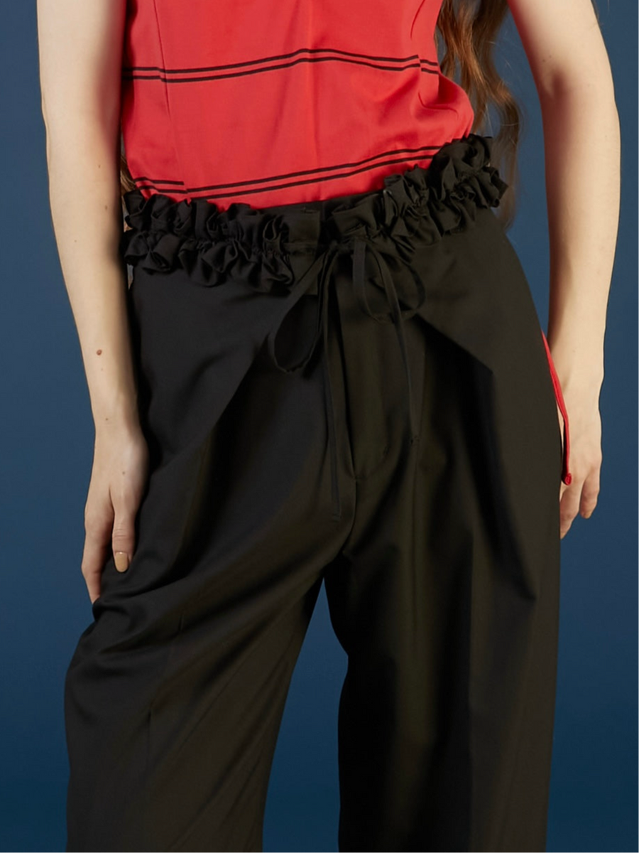 frill belt trousers｜BLACK