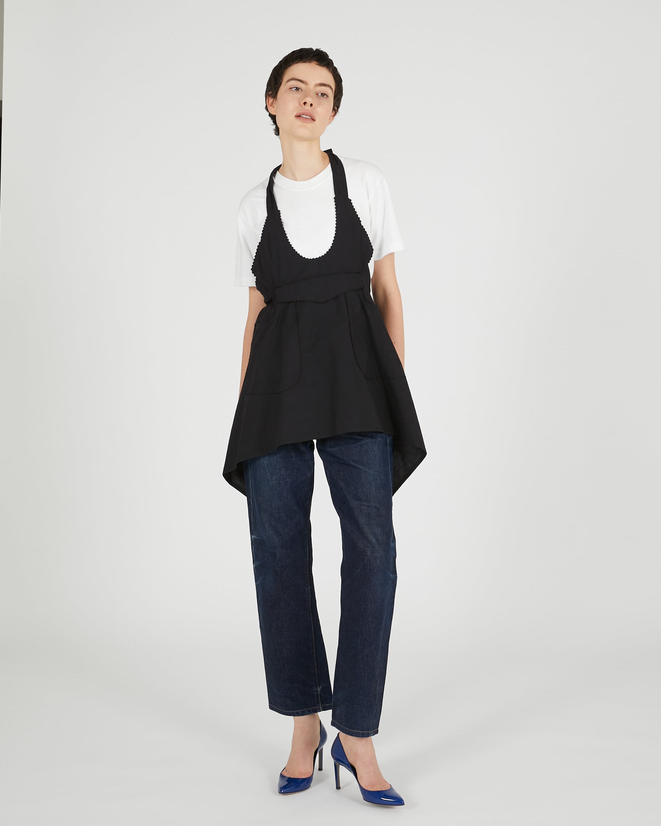 apron gilet blouse｜BLACK