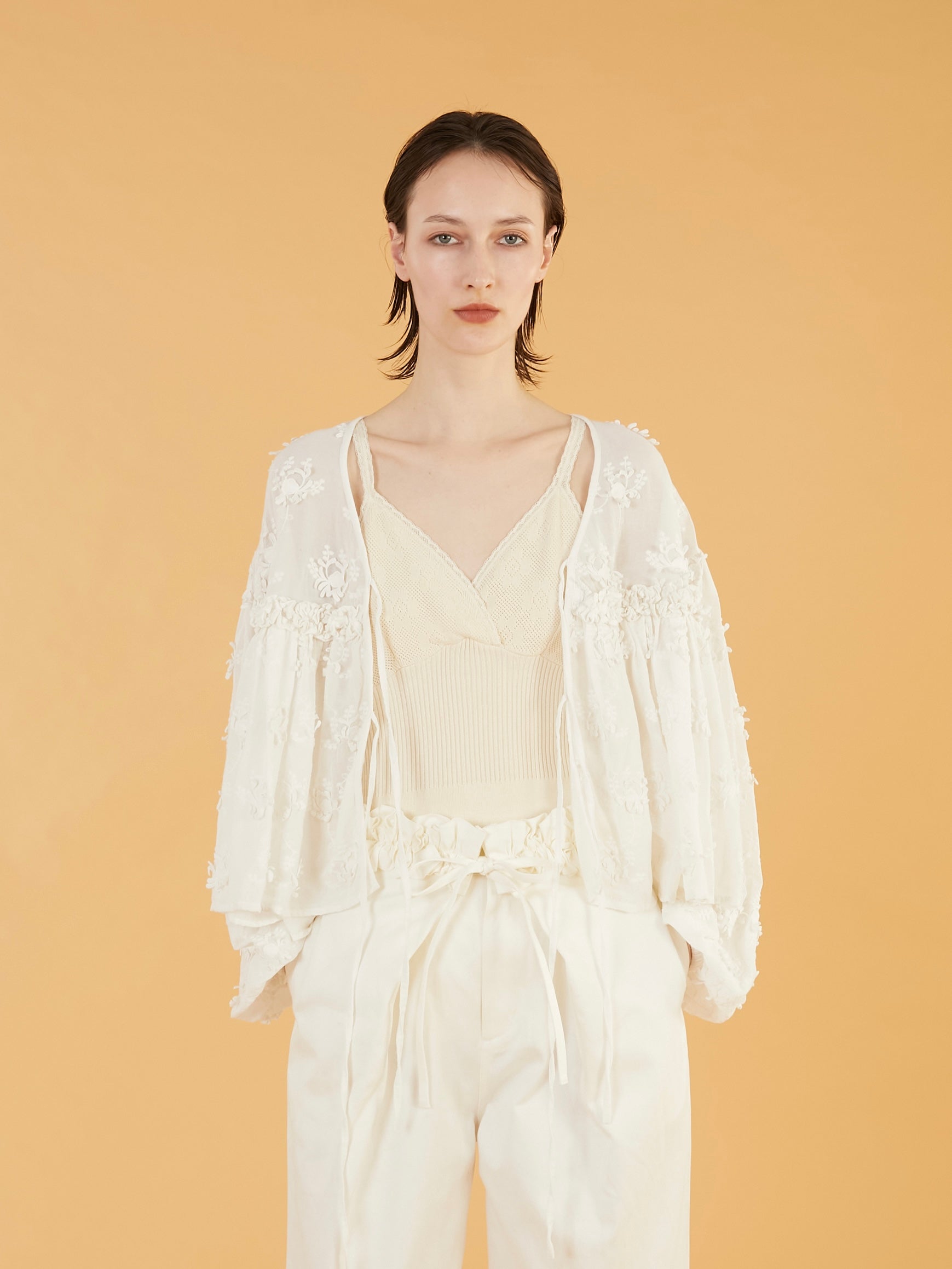 flower jacquard knit camisole｜IVORY