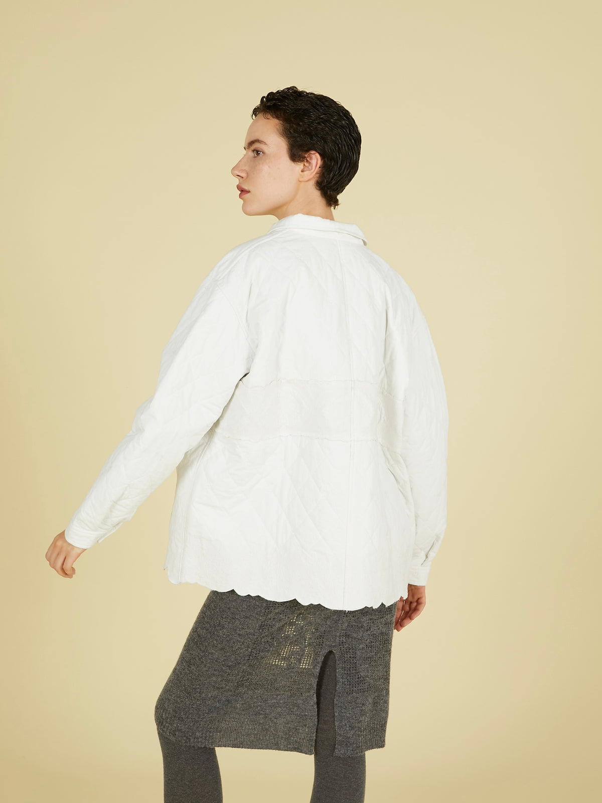 embroidery scallop jacket｜WHITE