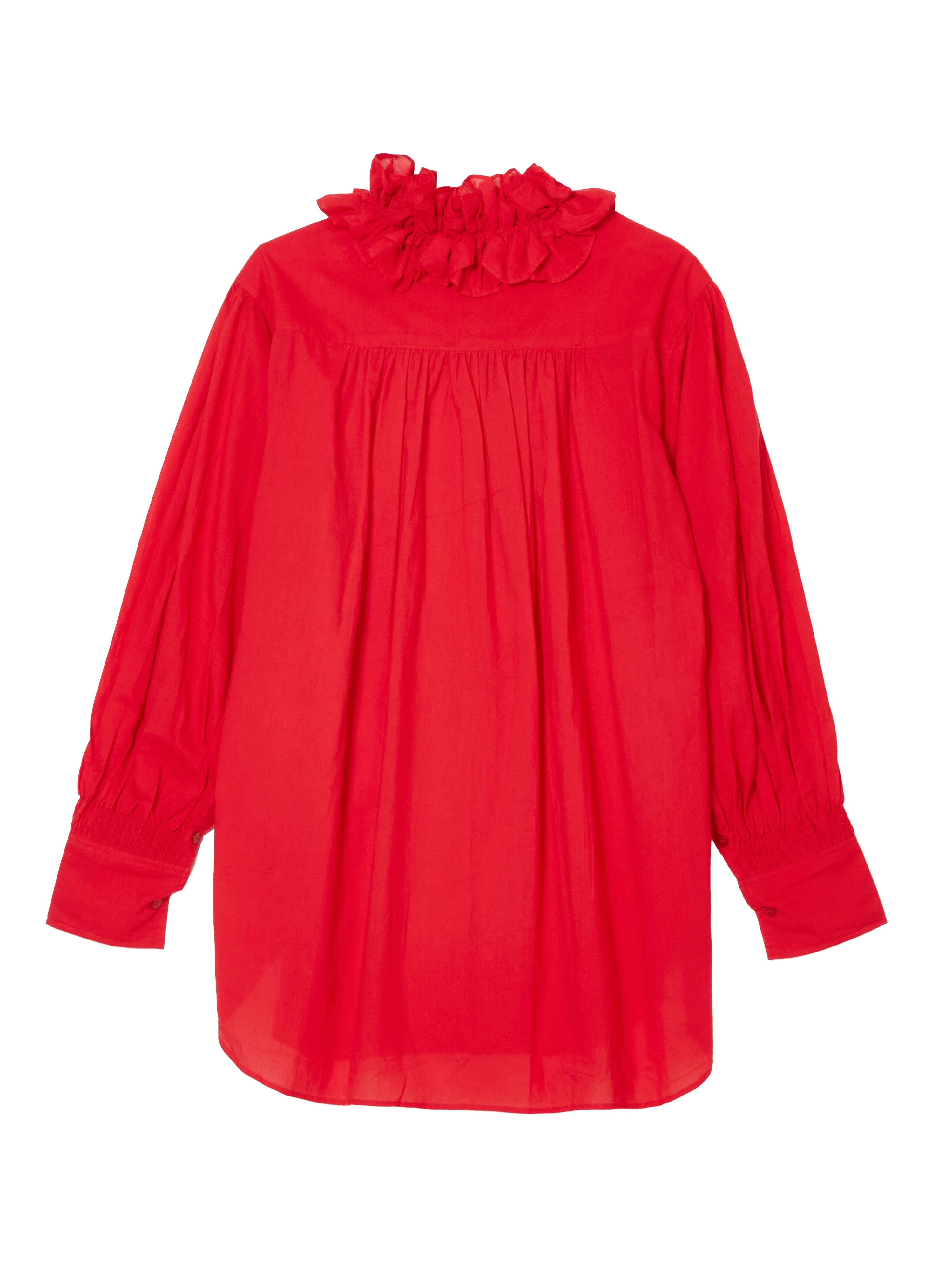 【NEW COLOR】cotton frill collar shirts｜RED