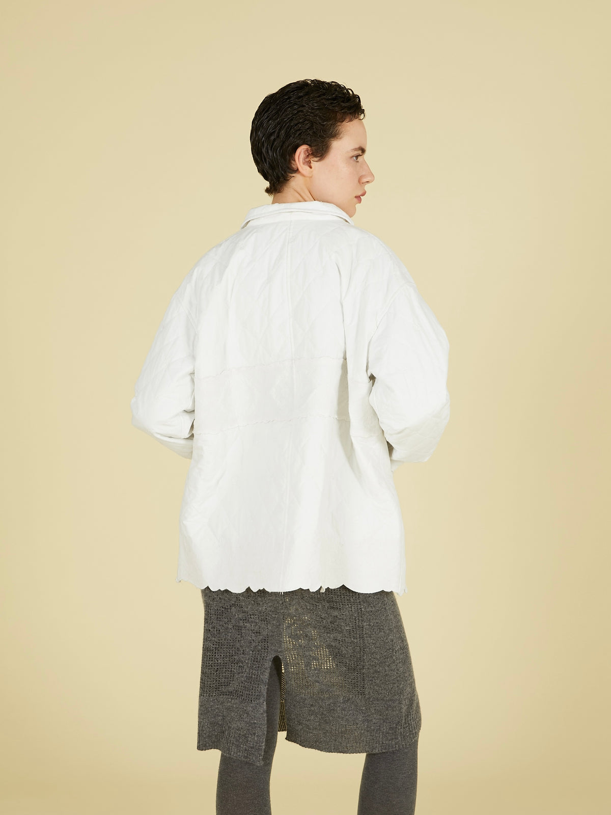 embroidery scallop jacket｜WHITE