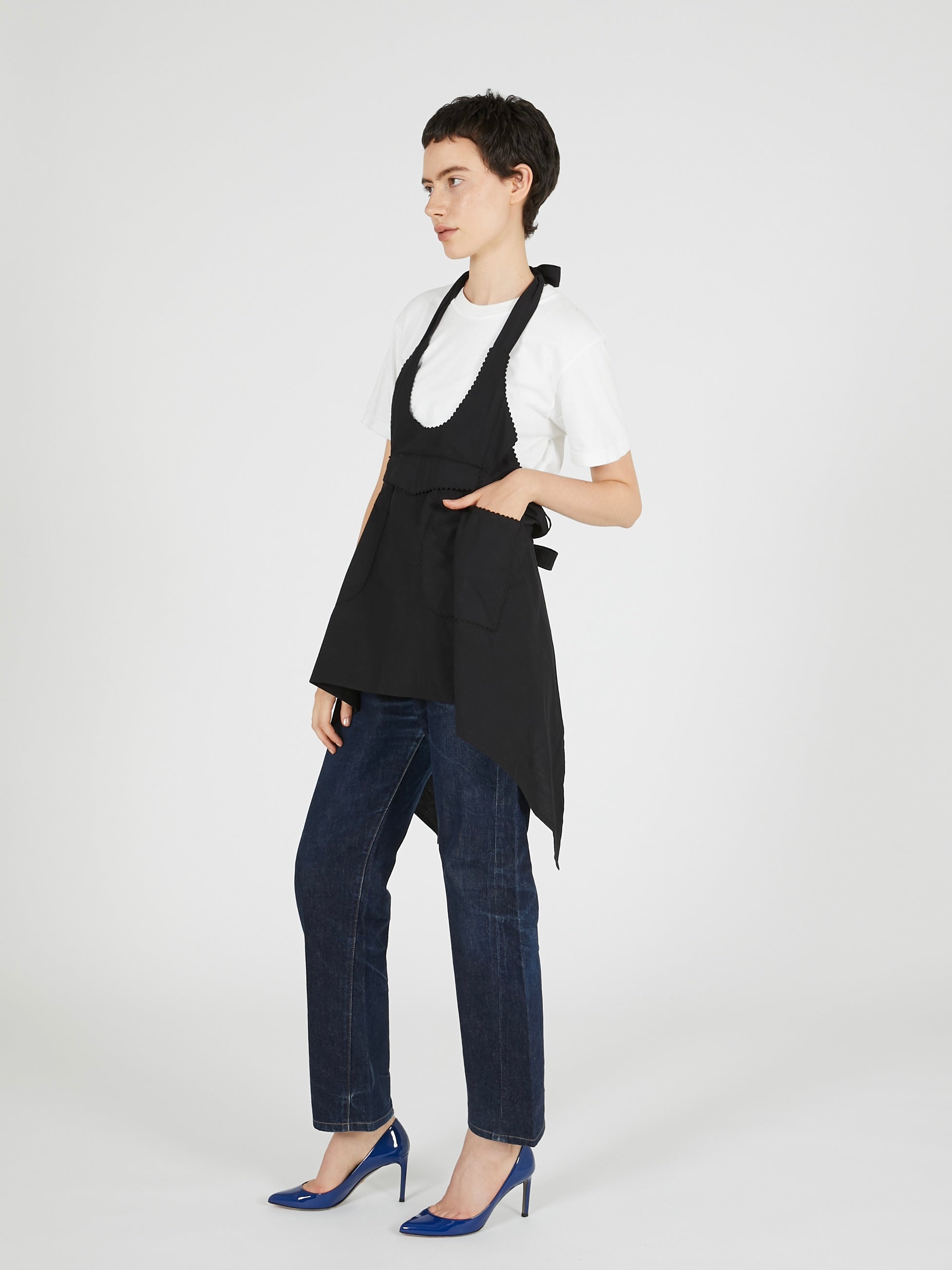 apron gilet blouse｜BLACK