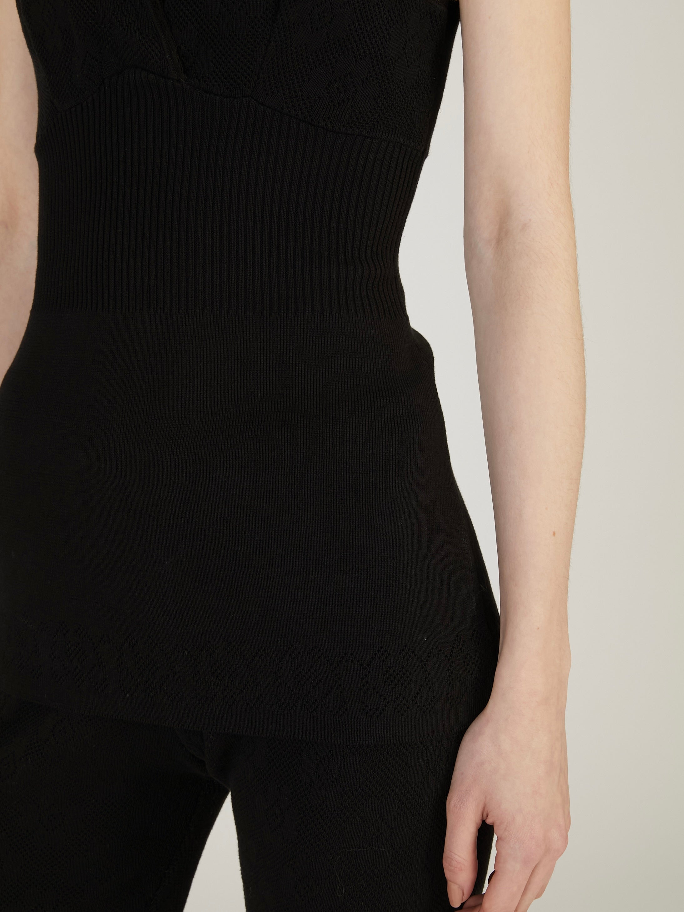 flower jacquard knit camisole｜BLACK