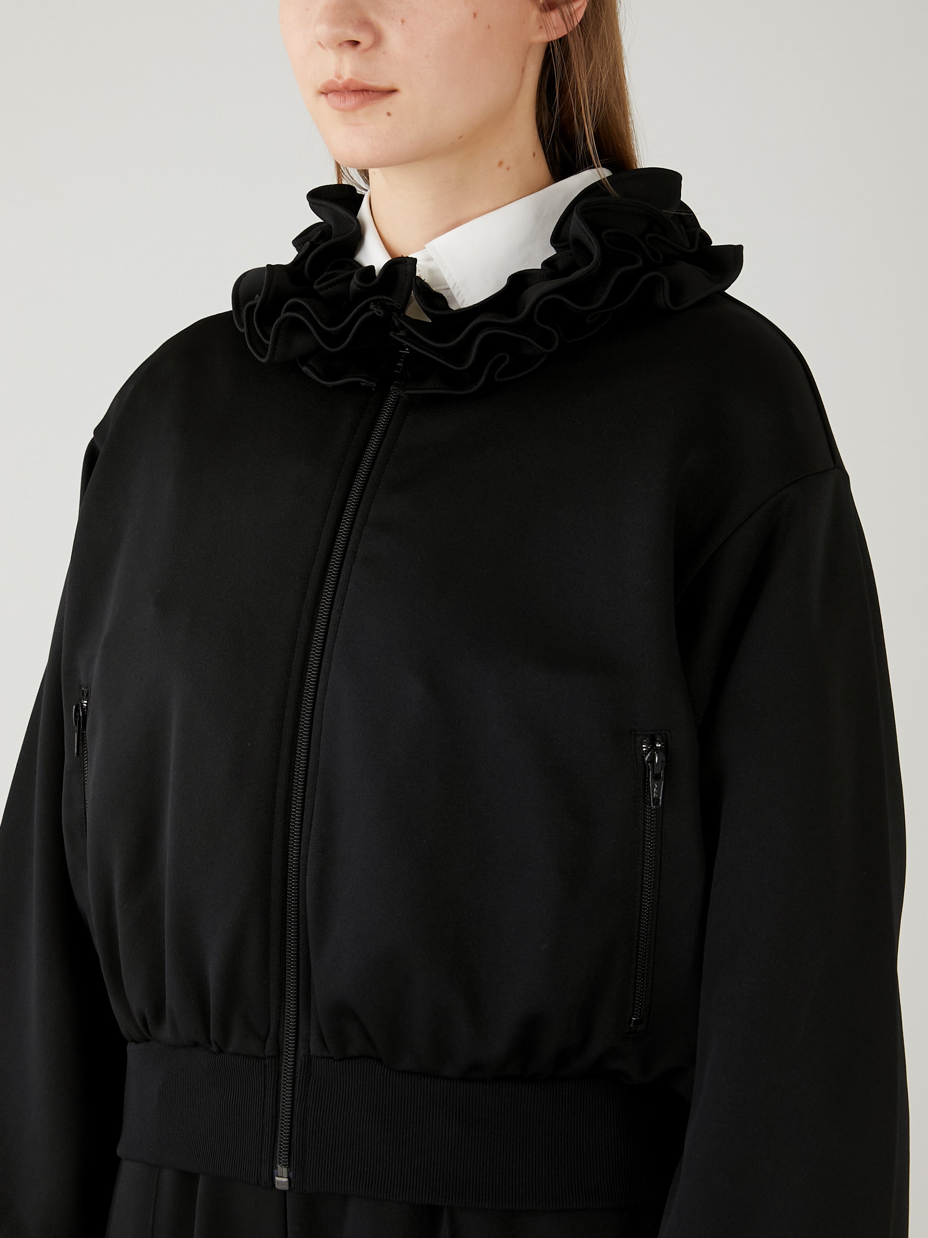 frill collar track jacket