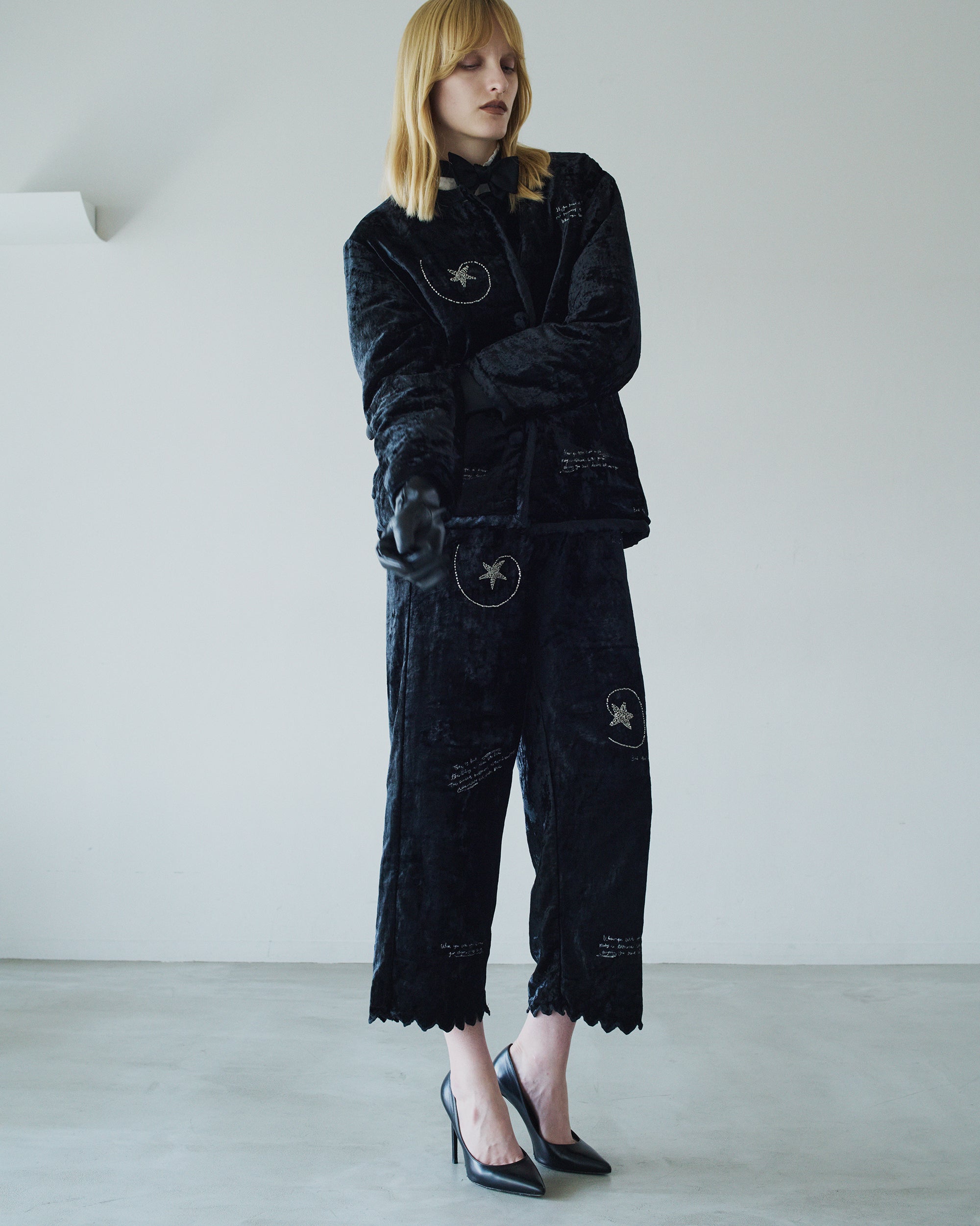 velvet fantasy quilting jacket｜BLACK