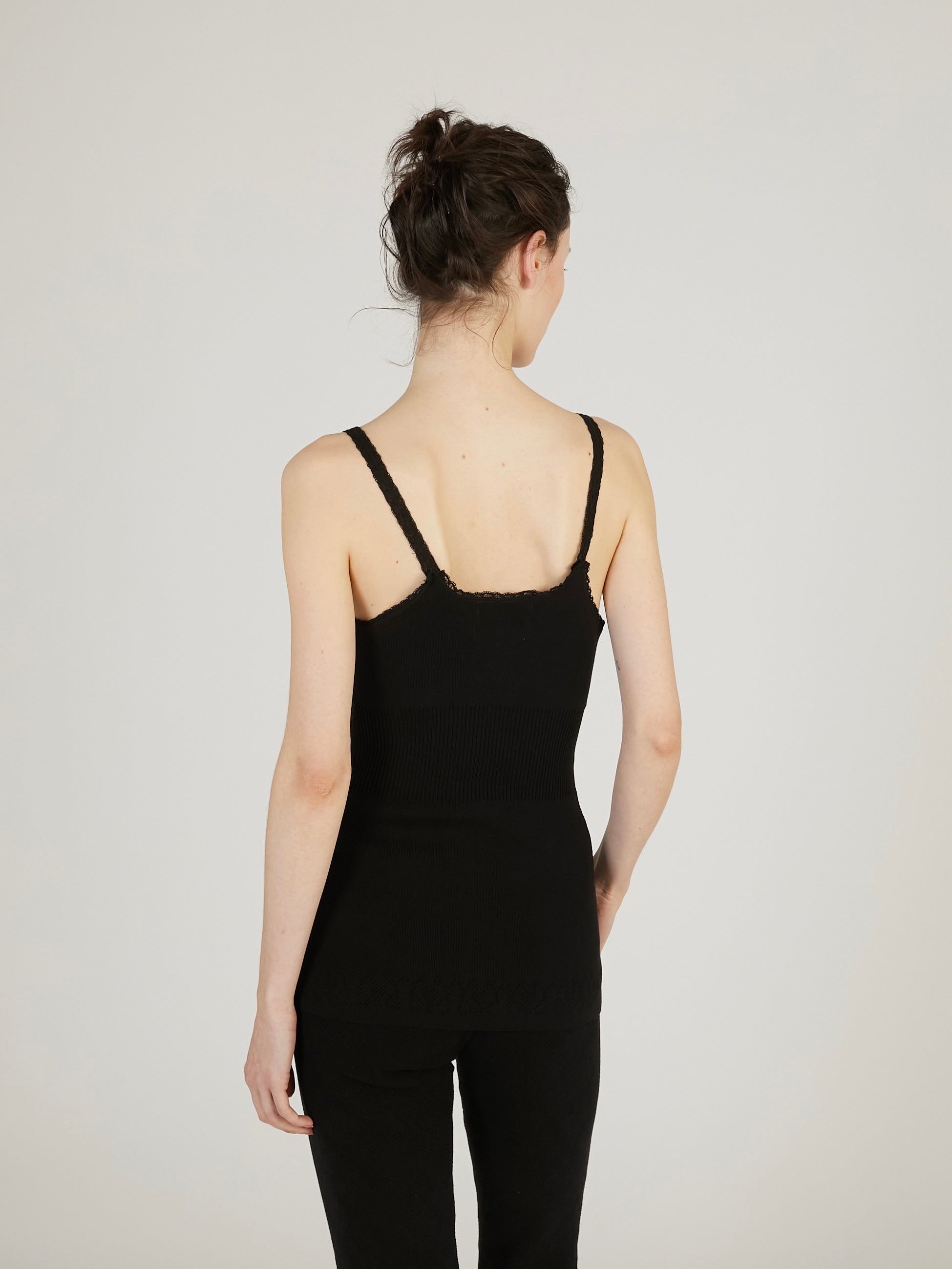 flower jacquard knit camisole｜BLACK