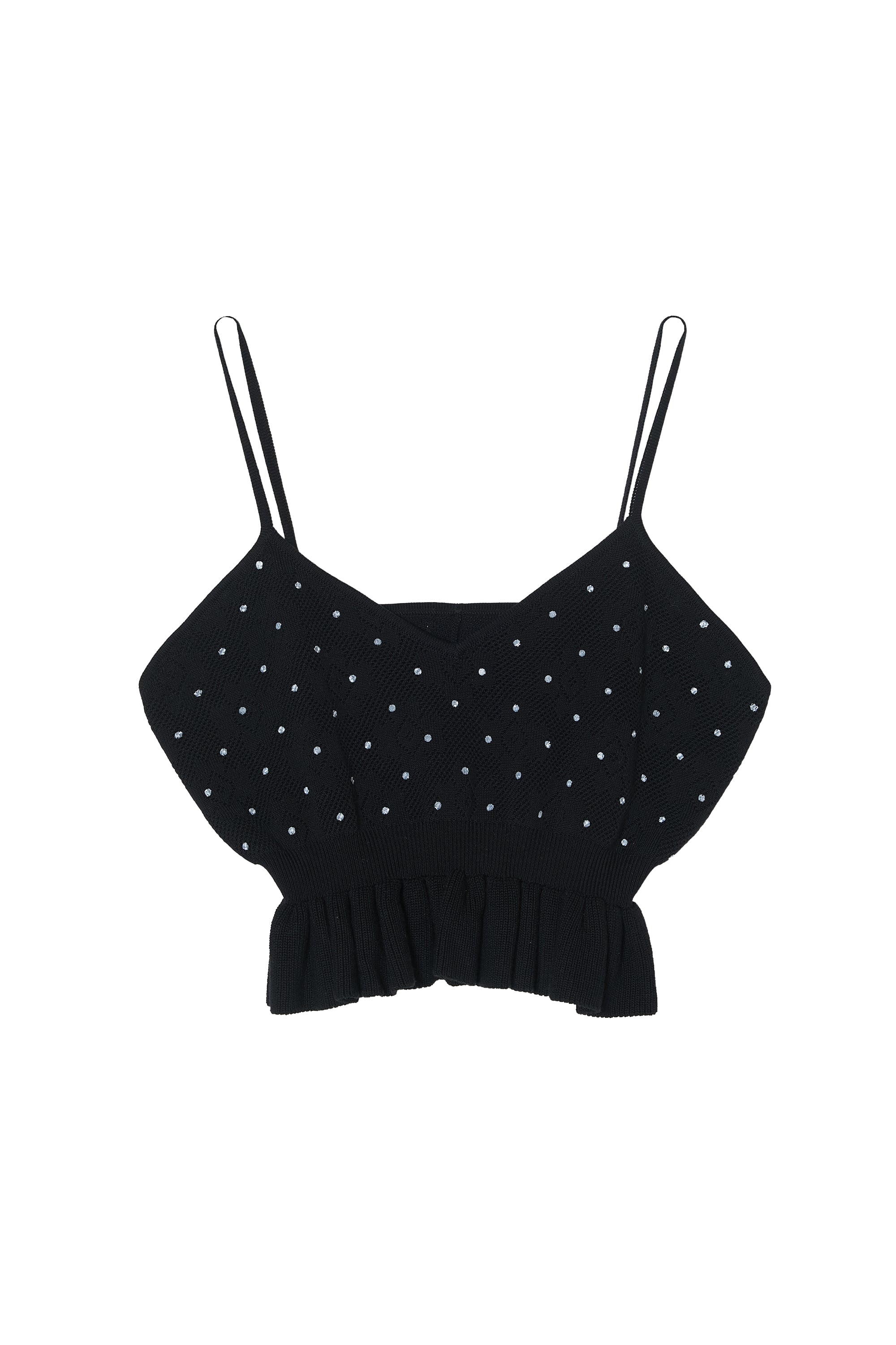 flower Jacquard dot camisole｜BLACK