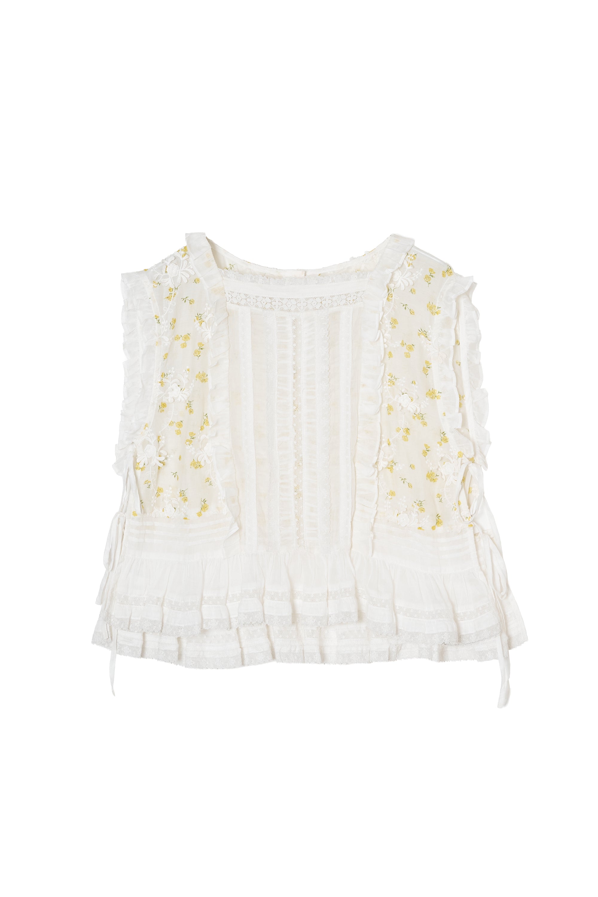 sheer flower vest blouse｜IVORY