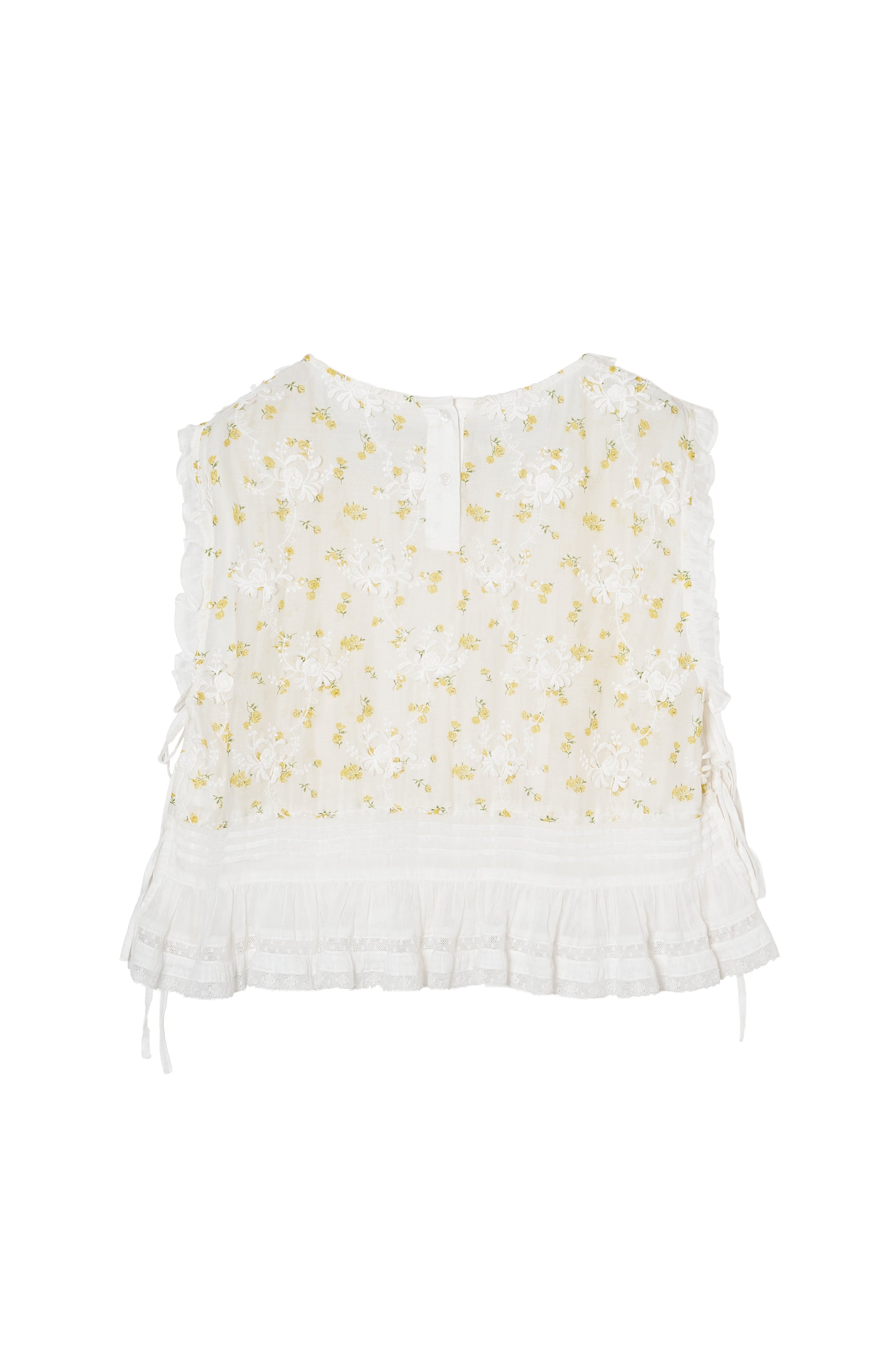 sheer flower vest blouse｜IVORY