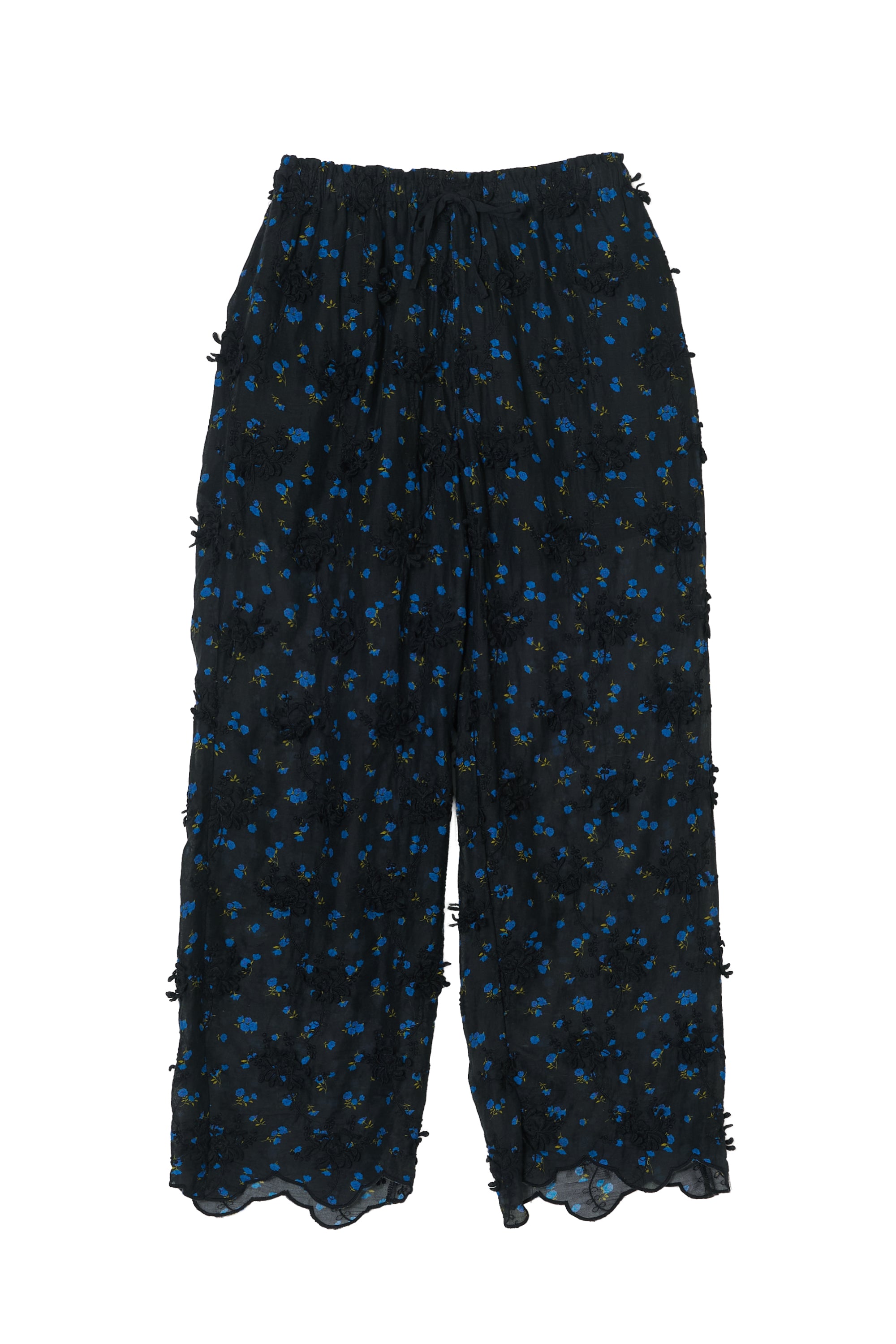 sheer flower easy pants｜BLACK