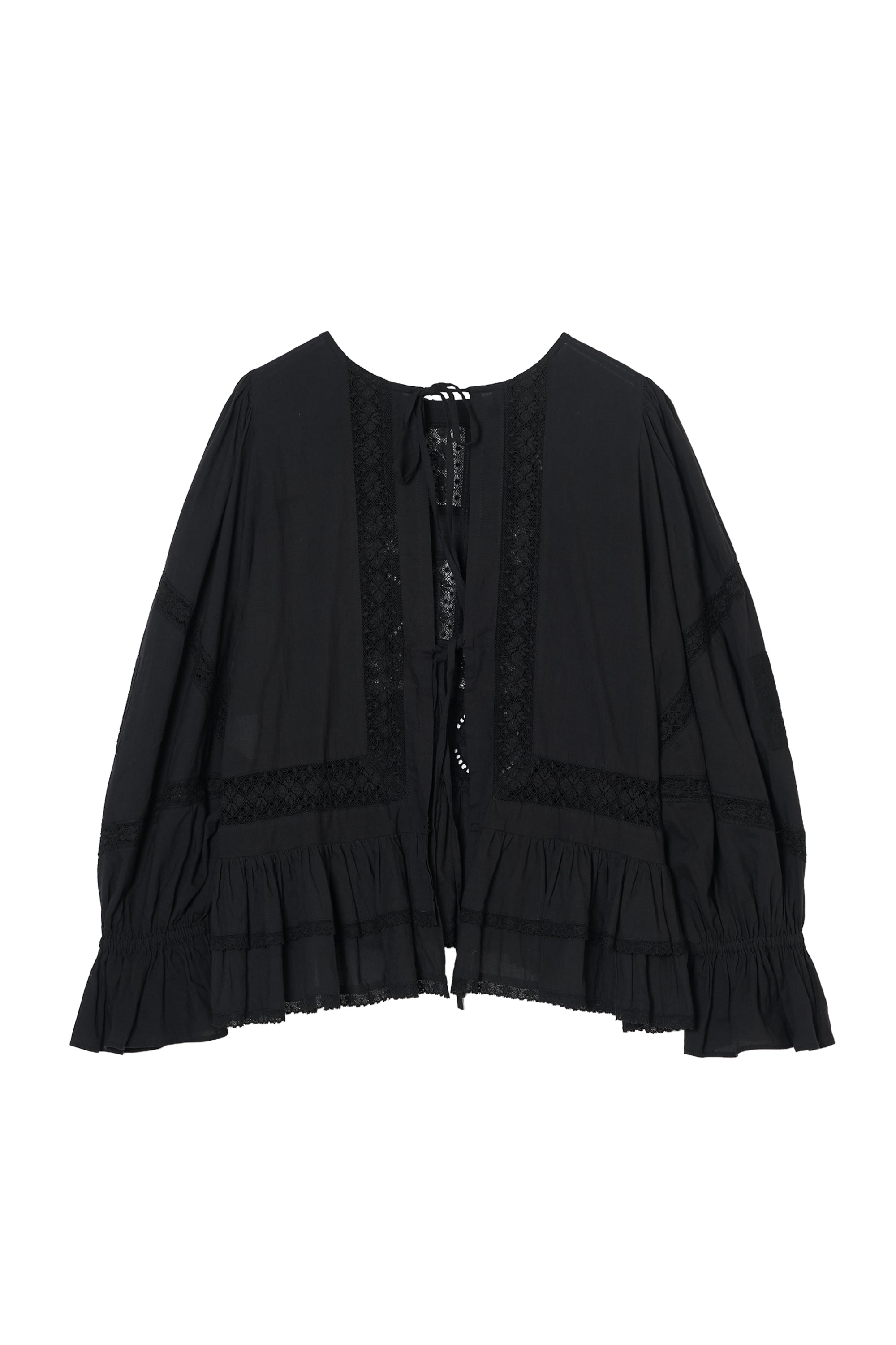 front tapestry 2way sheer bolero｜BLACK