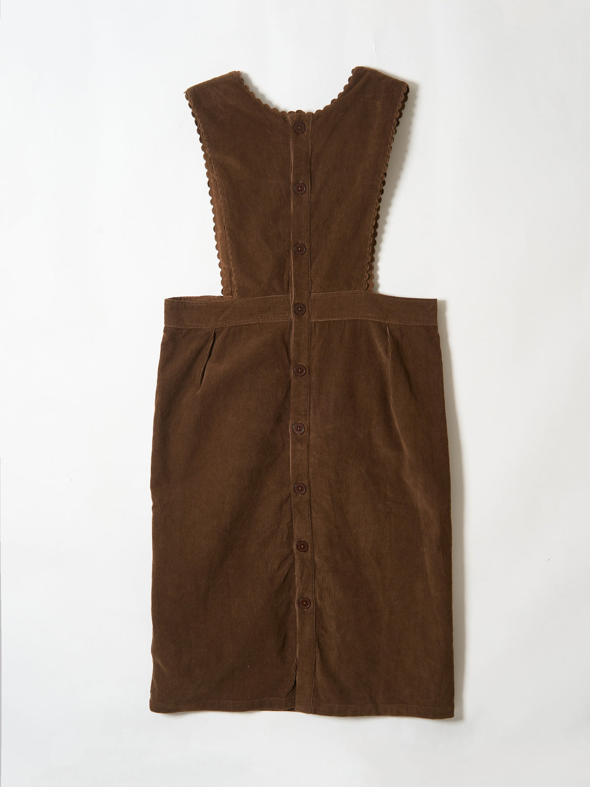 corduroy apron onepiece｜BLACK