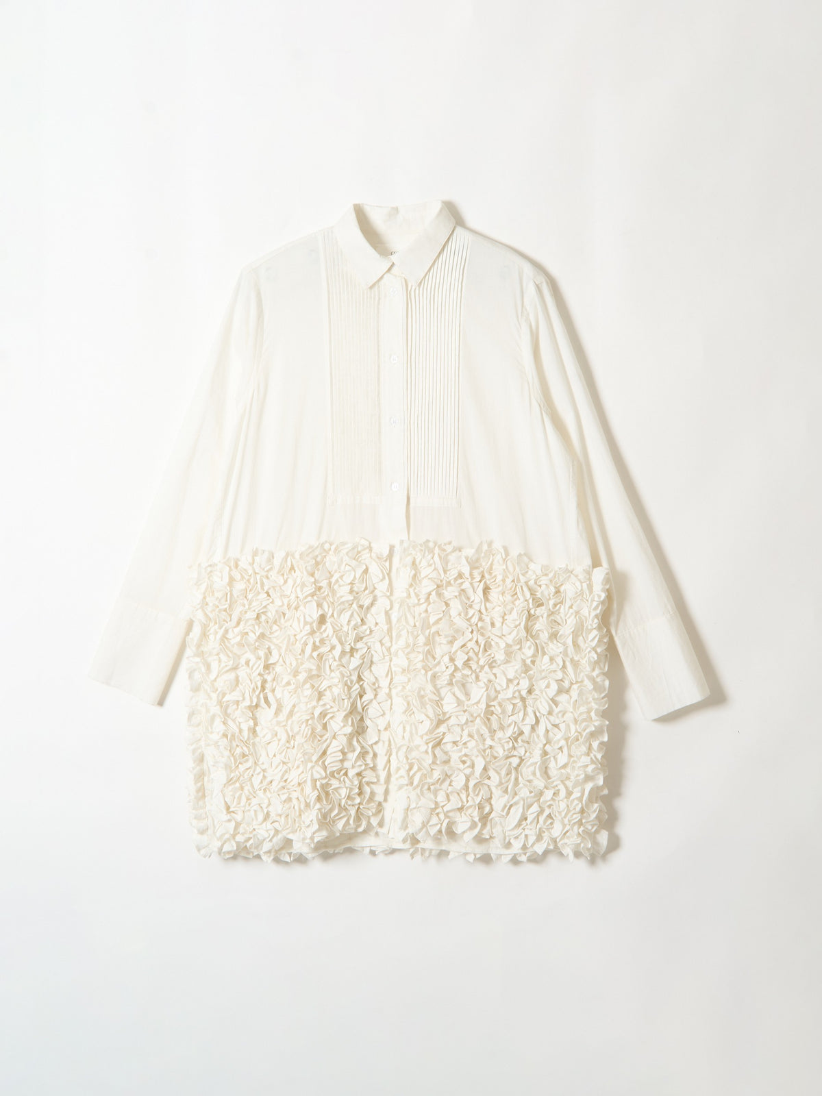 frill long formal shirt｜WHITE