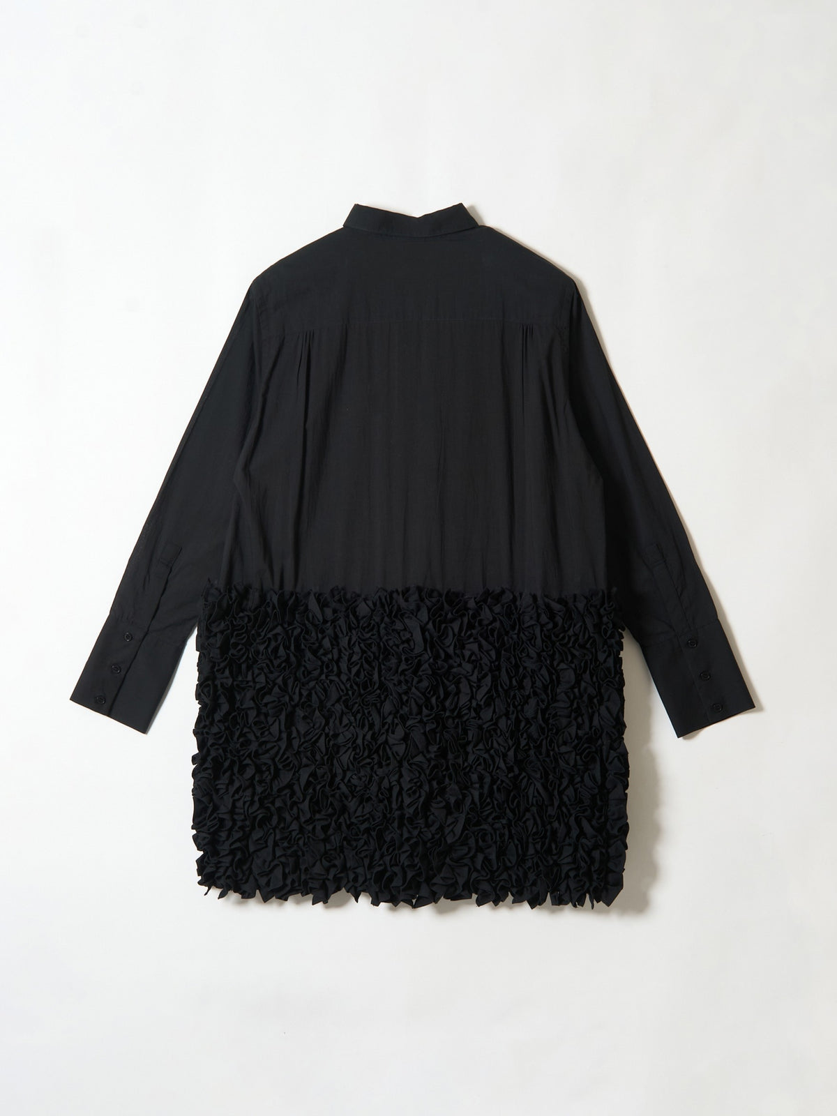 frill long formal shirt｜BLACK