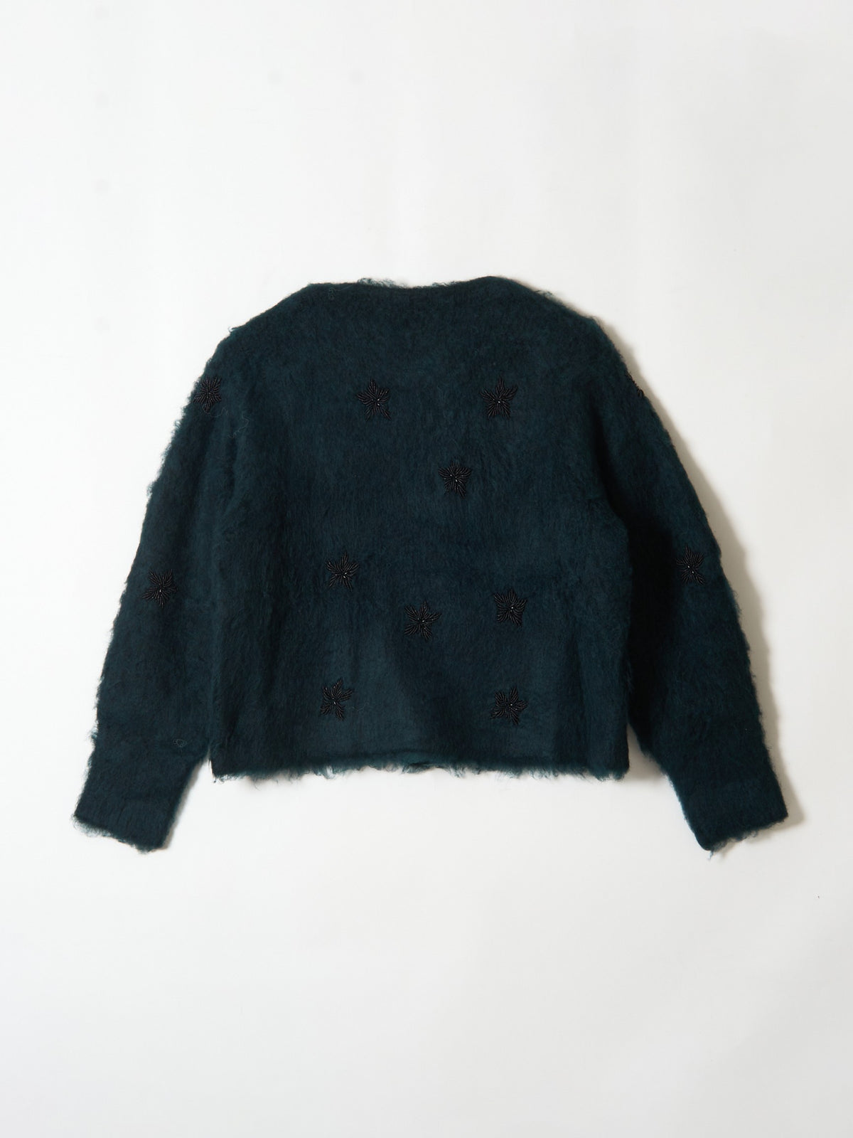 shaggy beads knit jacket｜GREEN