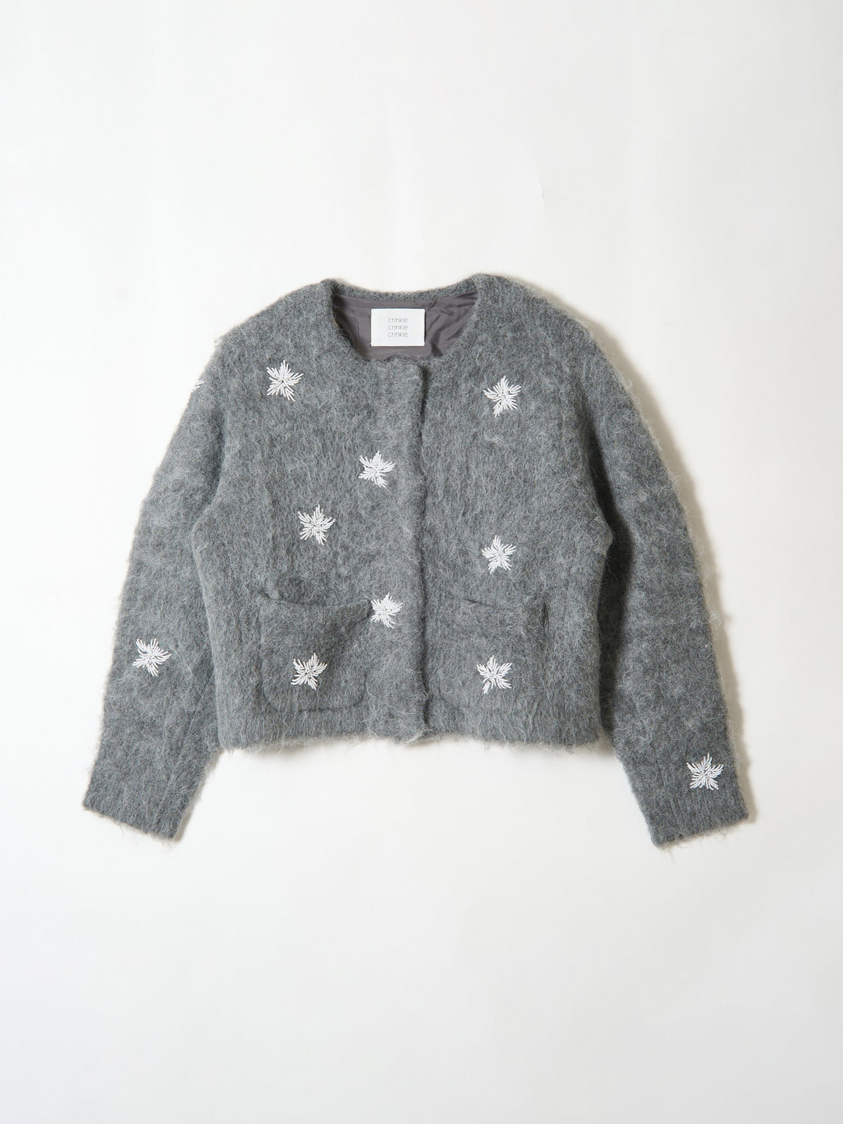 shaggy beads knit jacket｜BLACK
