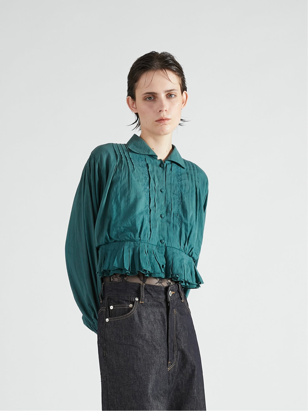 cord embroidery blouse｜GREEN
