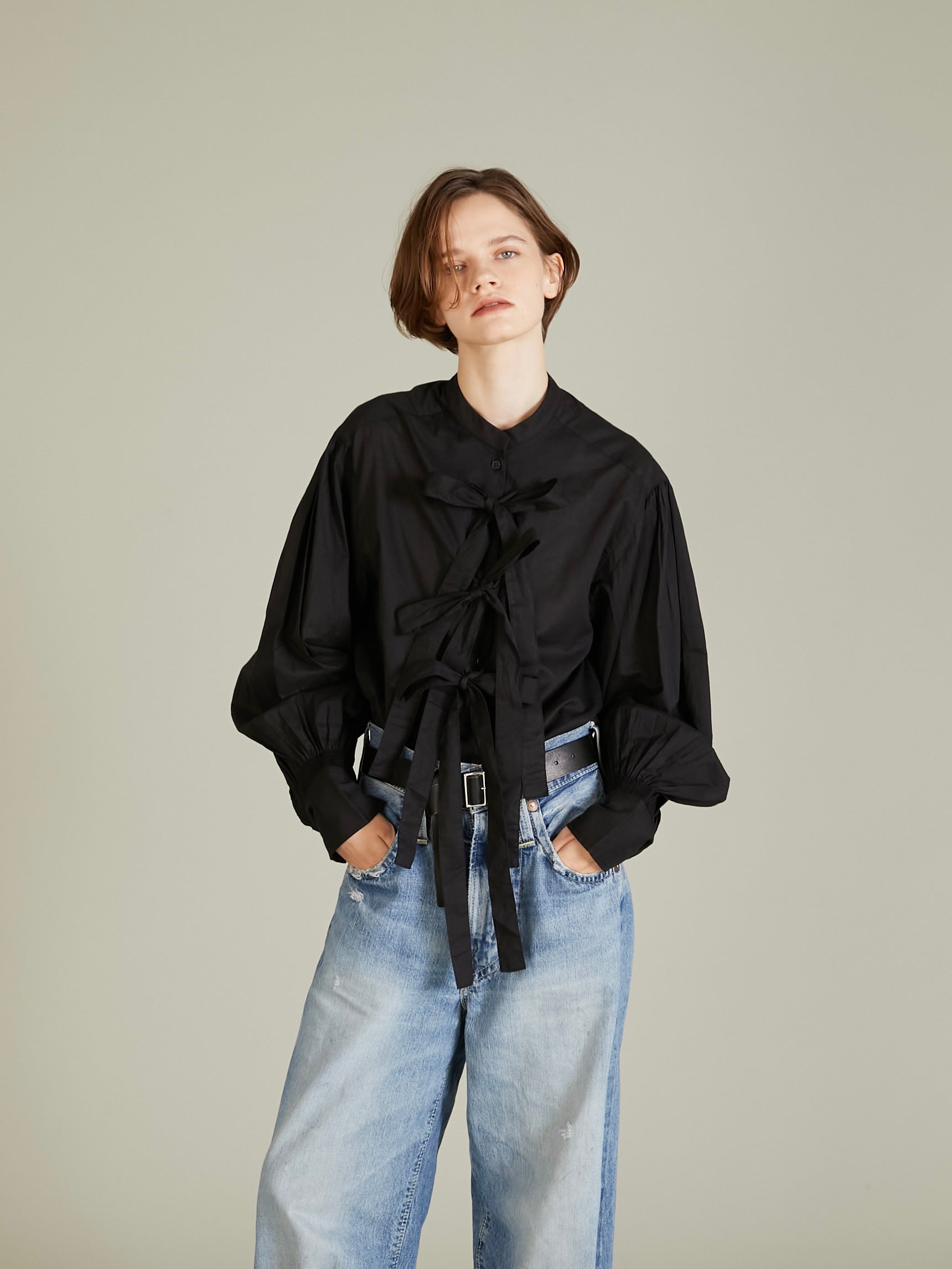 ribbon blouse｜BLACK