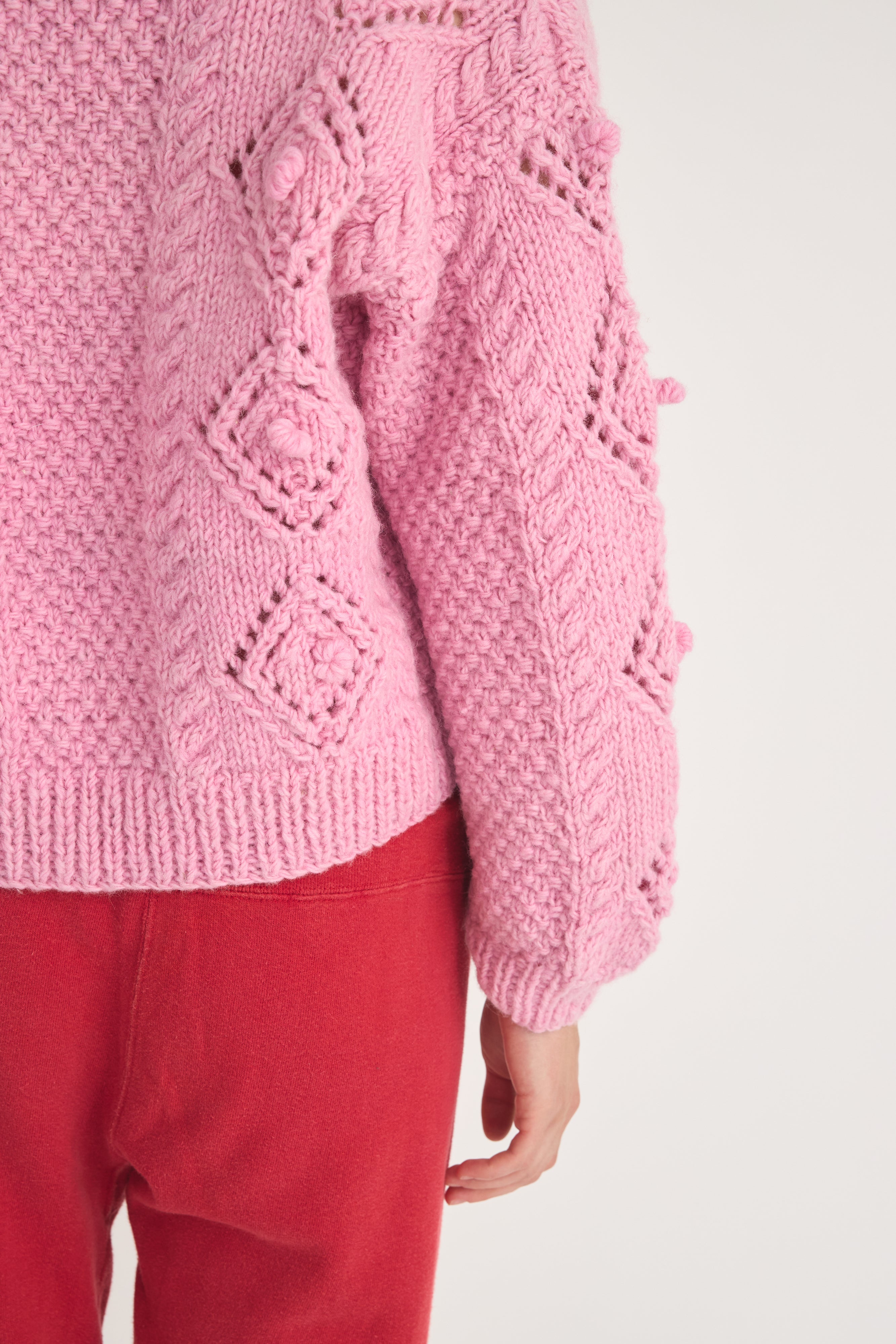 motif hand knit polo│PINK