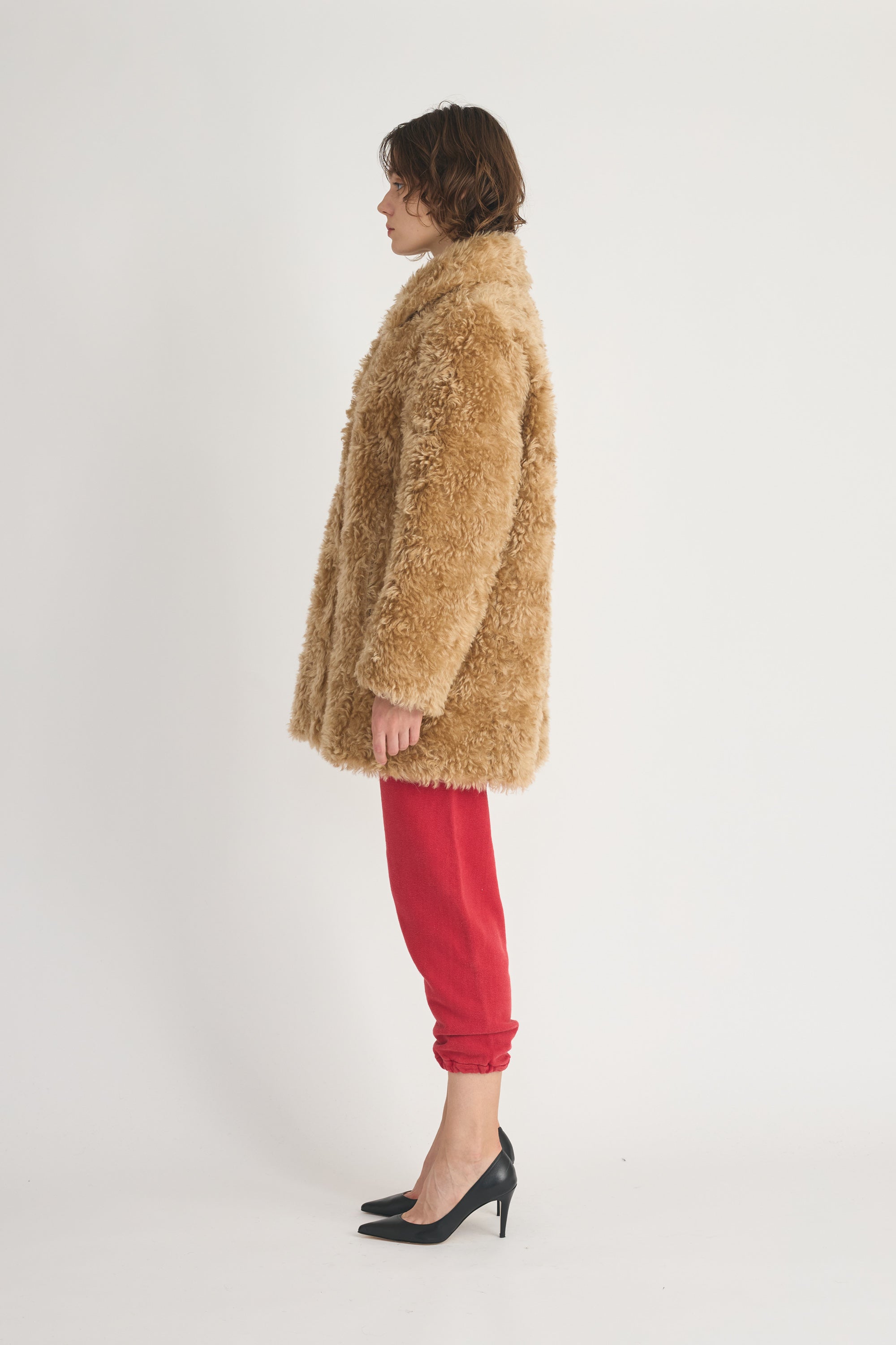 teddy fur coat│CAMEL