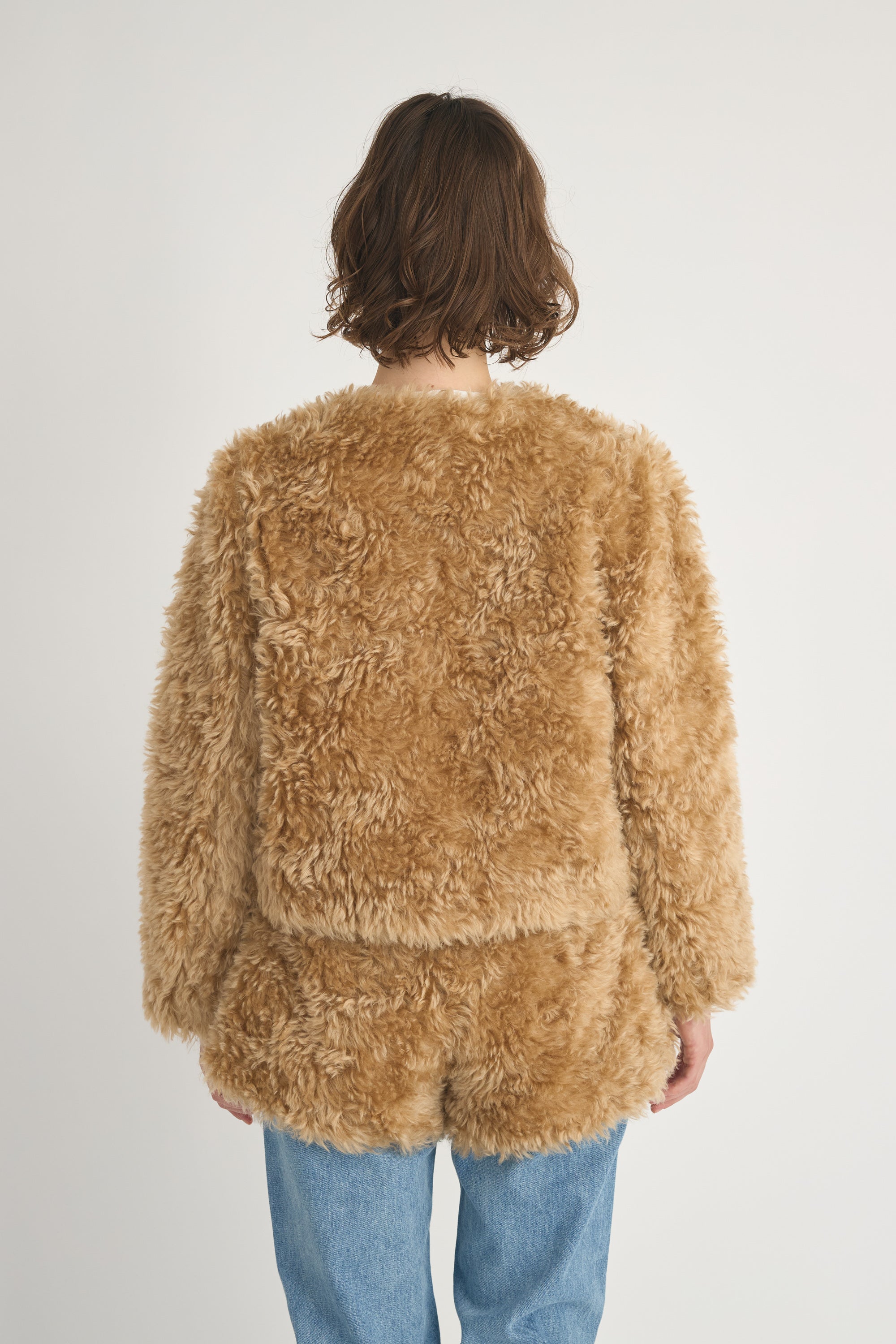 teddy fur short jaket│CAMEL