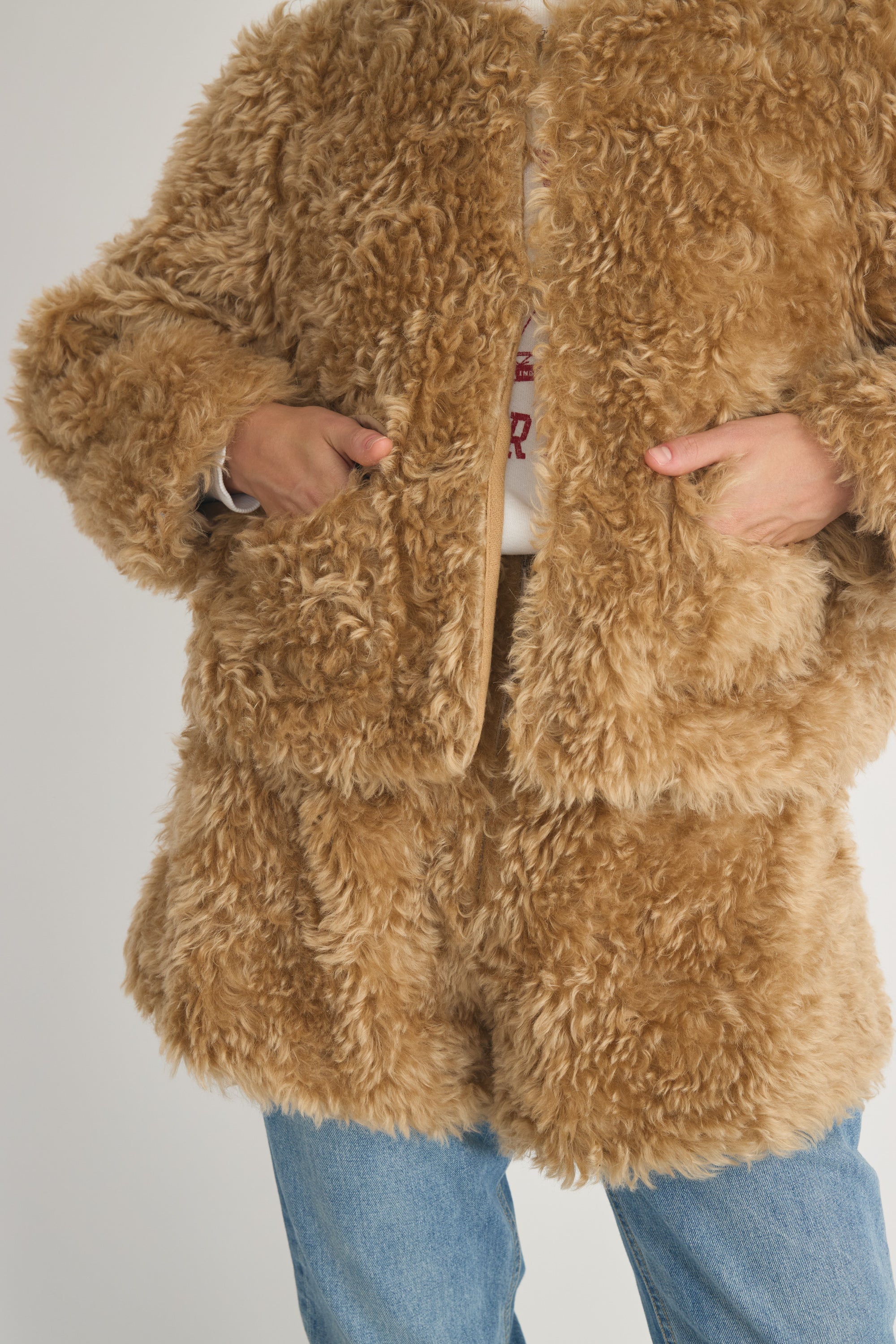 teddy fur short jaket│CAMEL