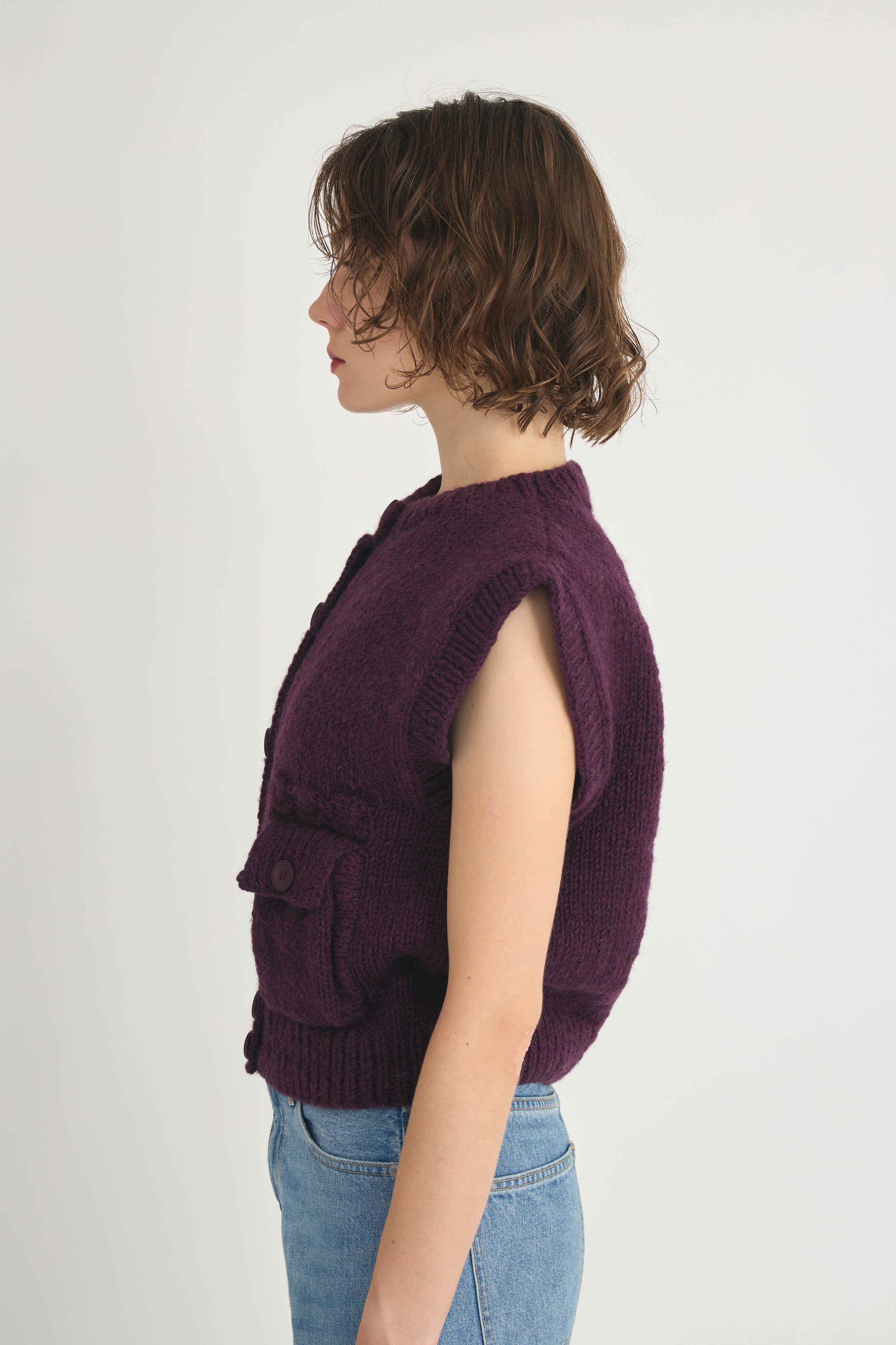 sleeveless cardigan│PURPLE