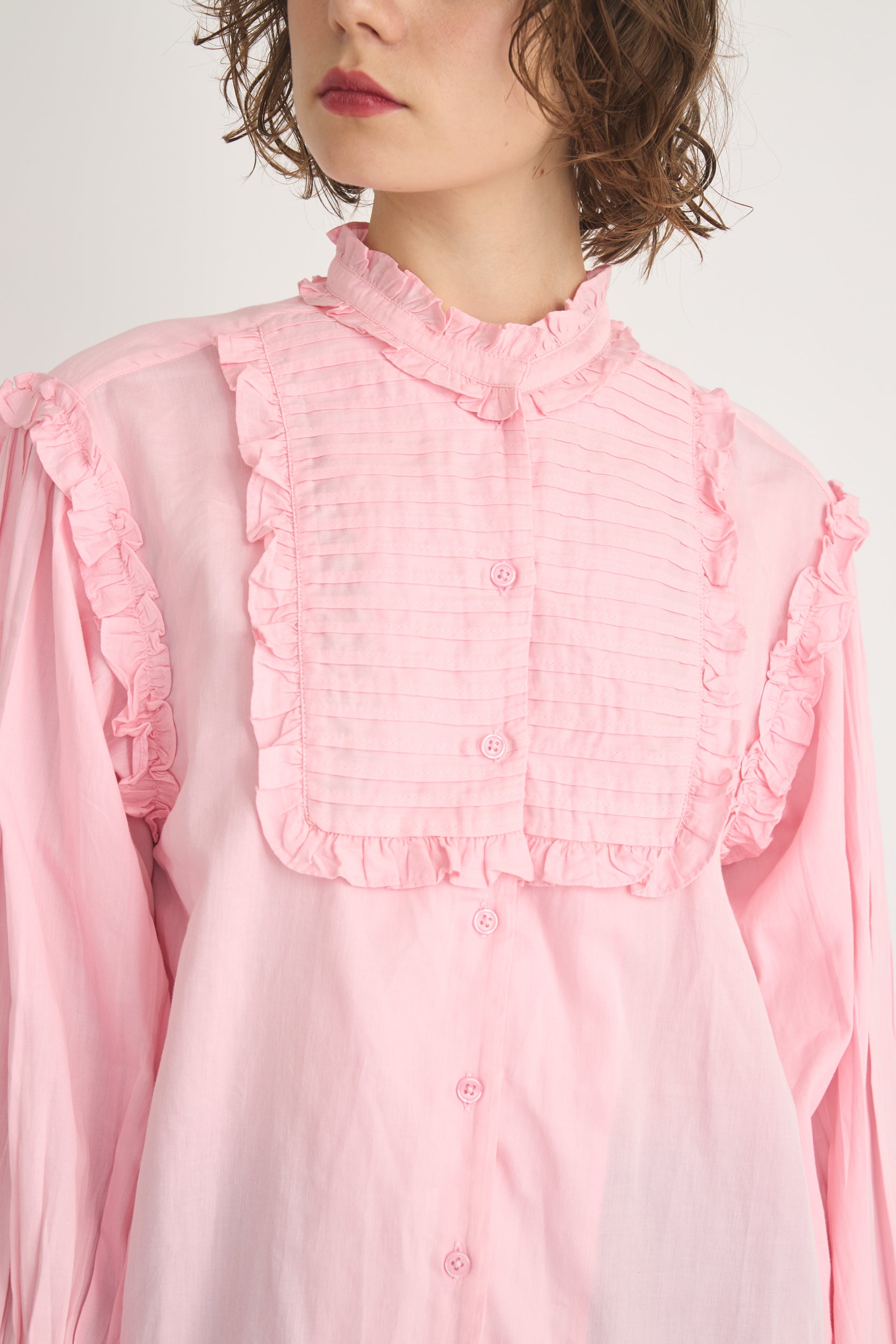 pintuck frill blouse│PINK