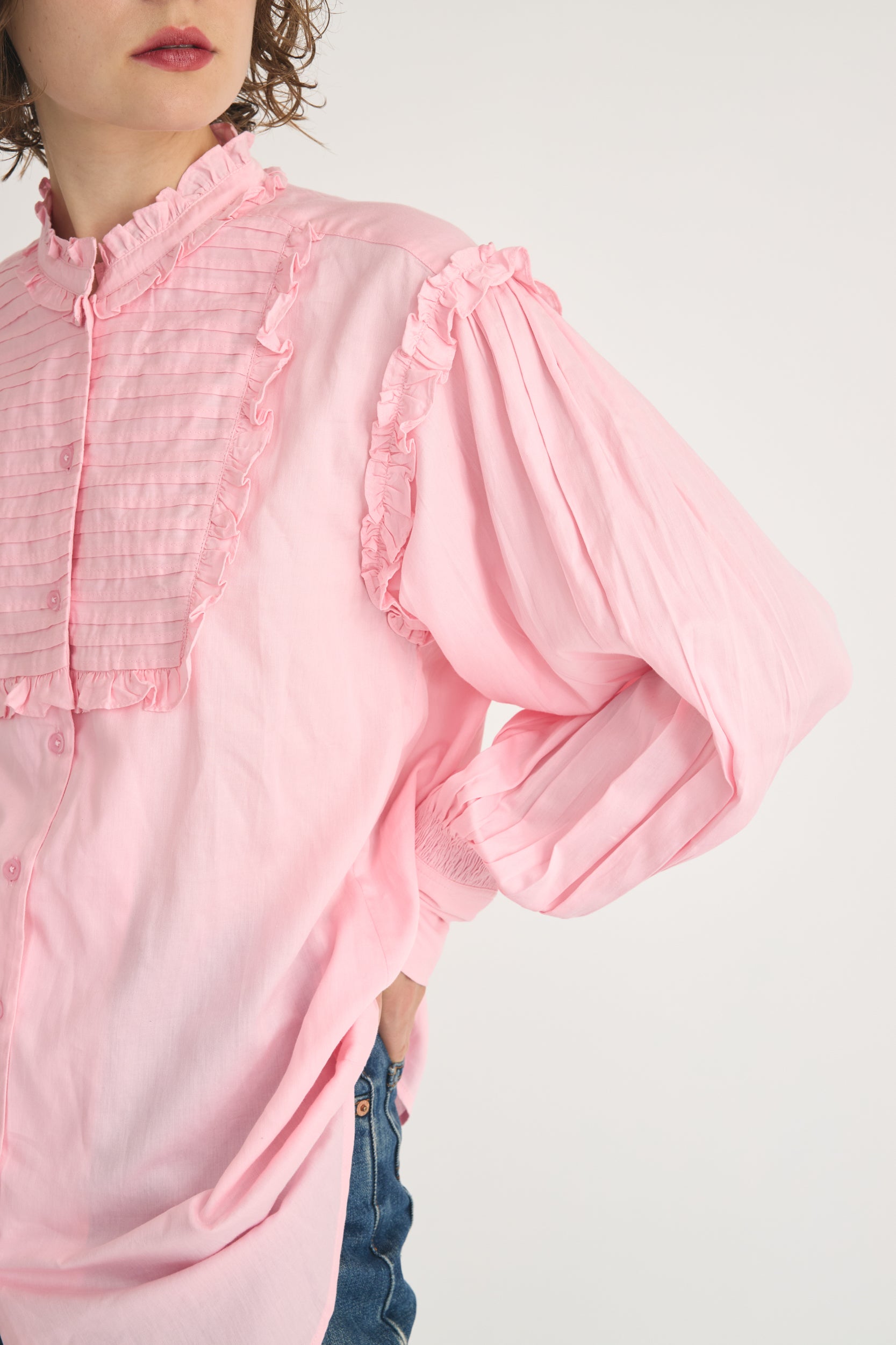 pintuck frill blouse│PINK