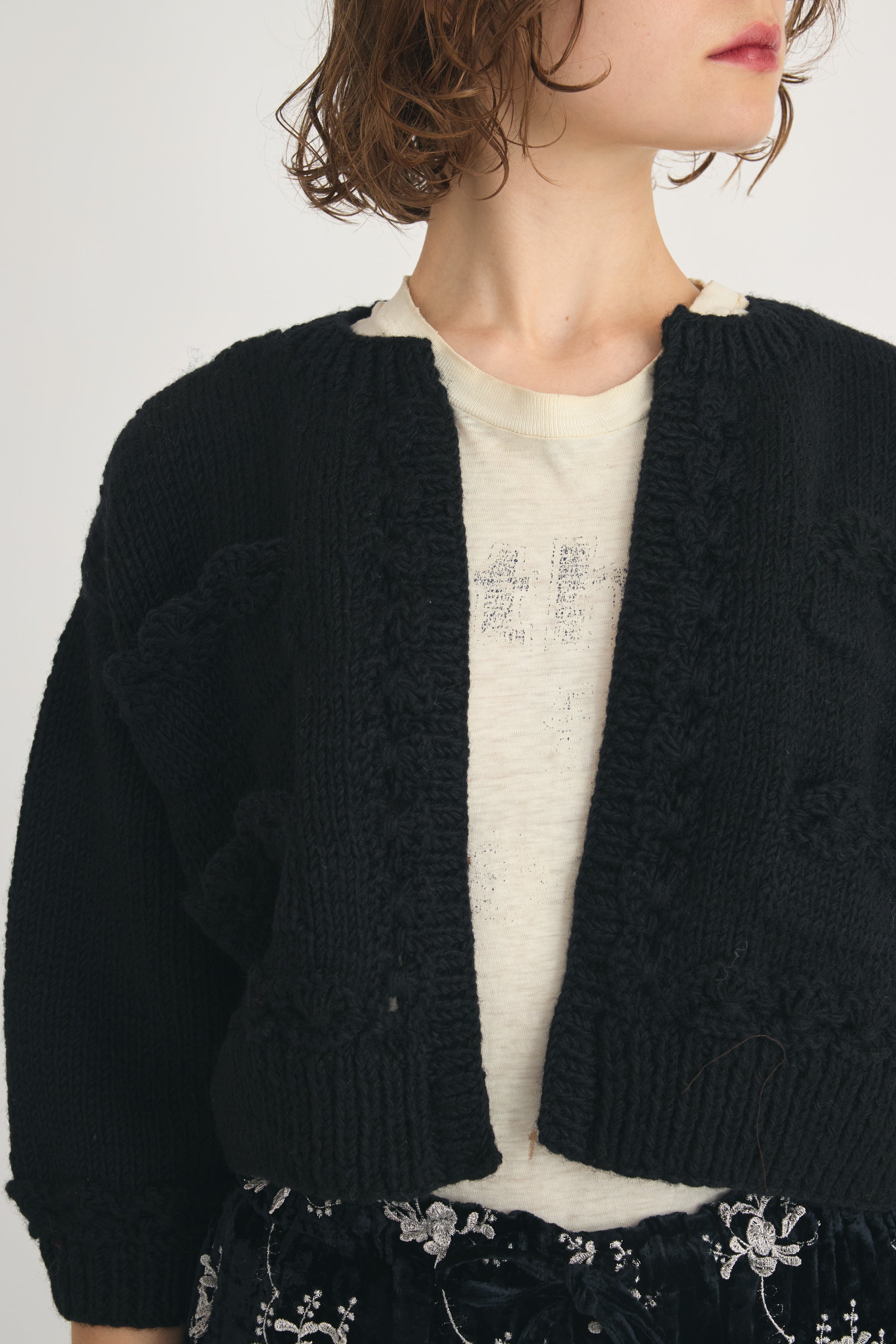 hand knit mini jacket │ BLACK