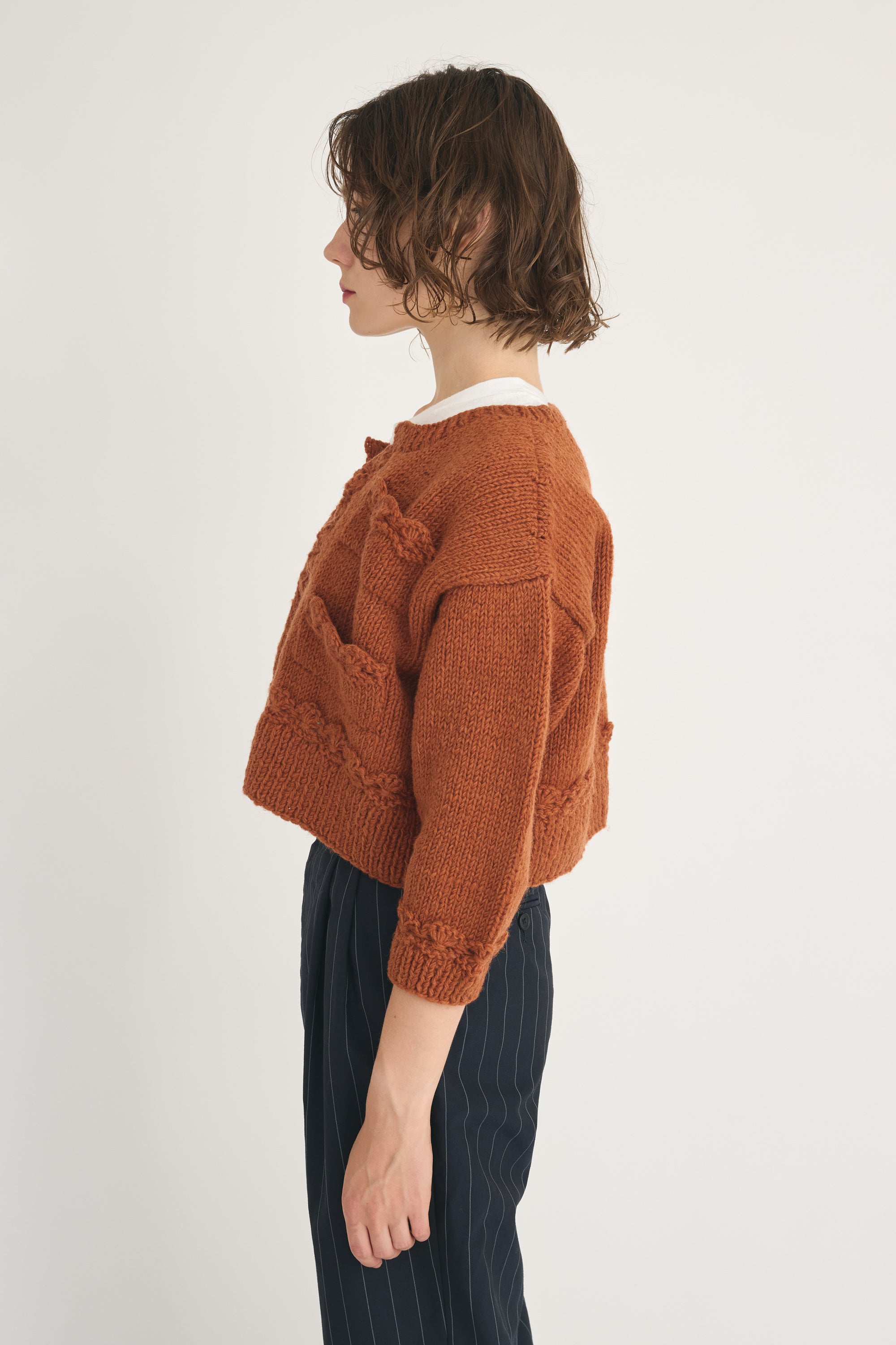 hand knit mini jacket │ BRICK